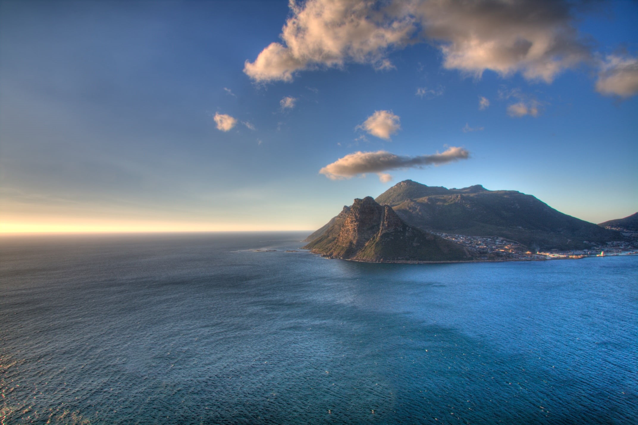 sunset, water, south  Africa, mountain, South Africa, sea, Hout Bay, Chapmans  Peak, Peak  mountain, Ocean, Chapmans Peak, CT, blue, scenics, sky, nature, HD Wallpaper