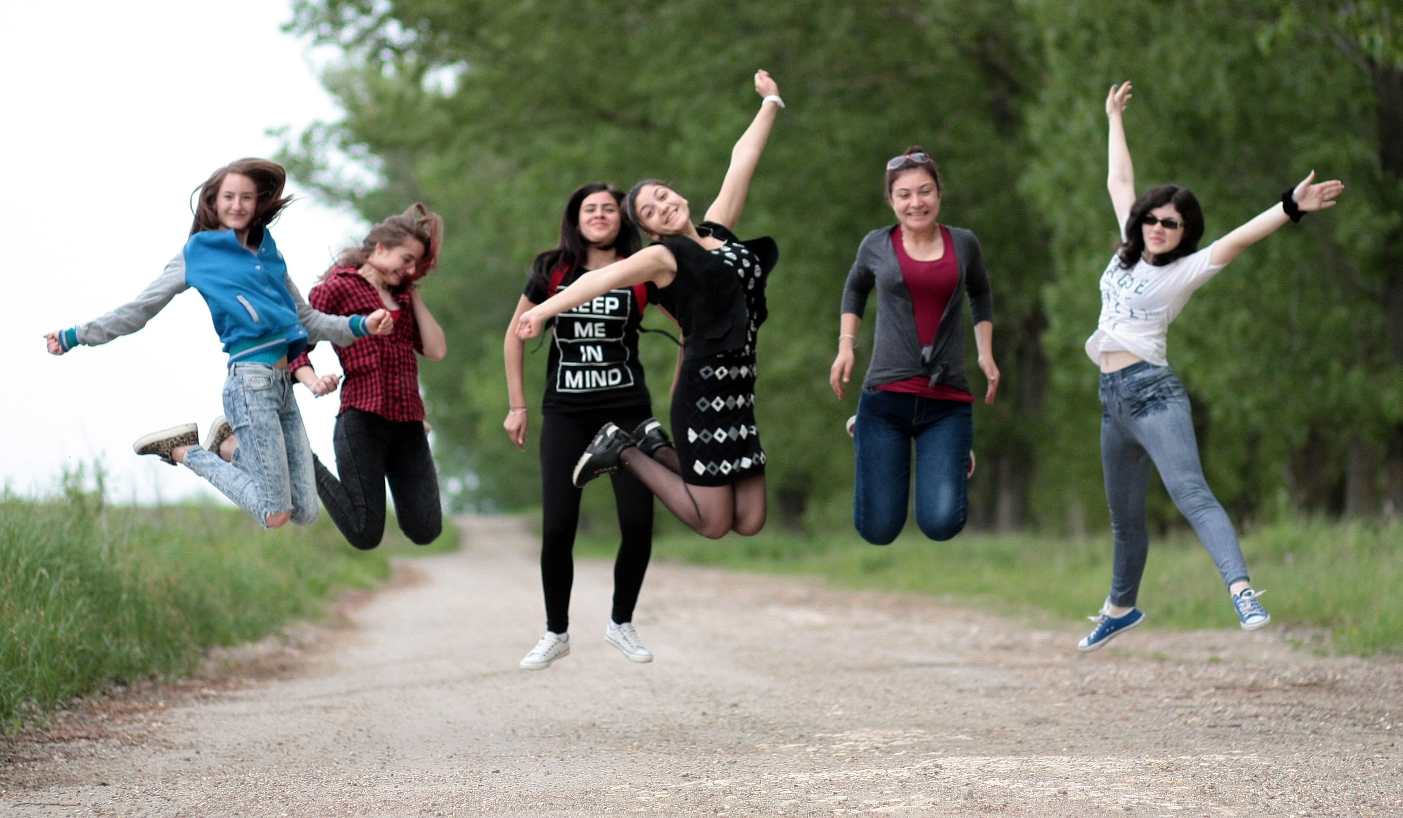 daytime, jump, human arm, ethnicity, human limb, fun, caucasian Ethnicity, friendship, child, full length, buddy, running, women, photography, hike, nature, HD Wallpaper