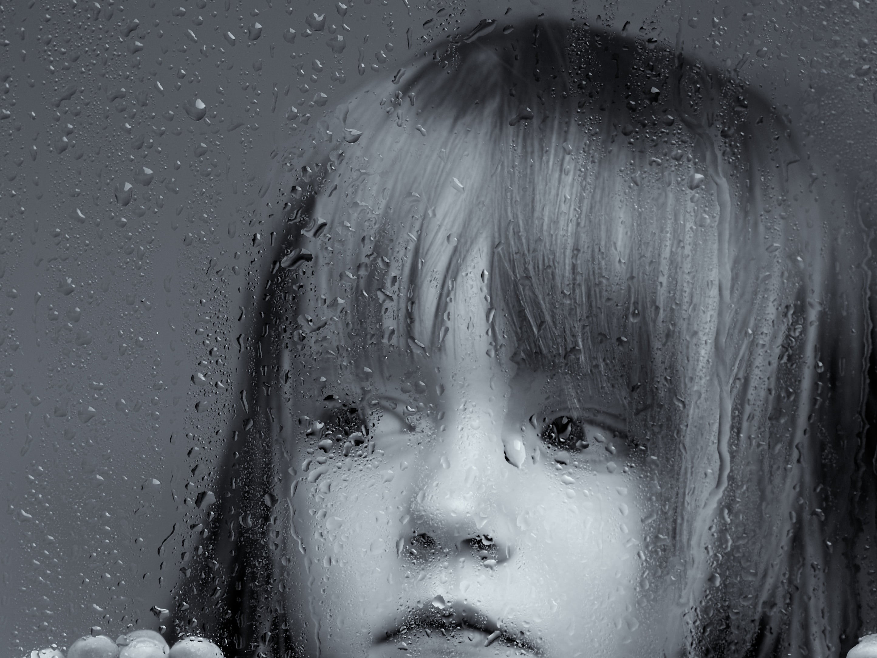 human Face, caucasian Ethnicity, rain, one Person, face, people, sad, girl, wet, 2K, HD Wallpaper