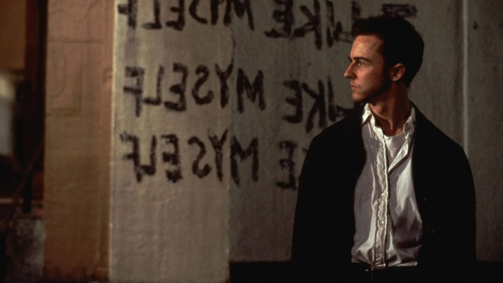 one person, portrait, jacket, lifestyles, Fight Club, adult, mid adult men, Edward Norton, black, mid adult, real people, waist up, casual clothing, white, HD Wallpaper