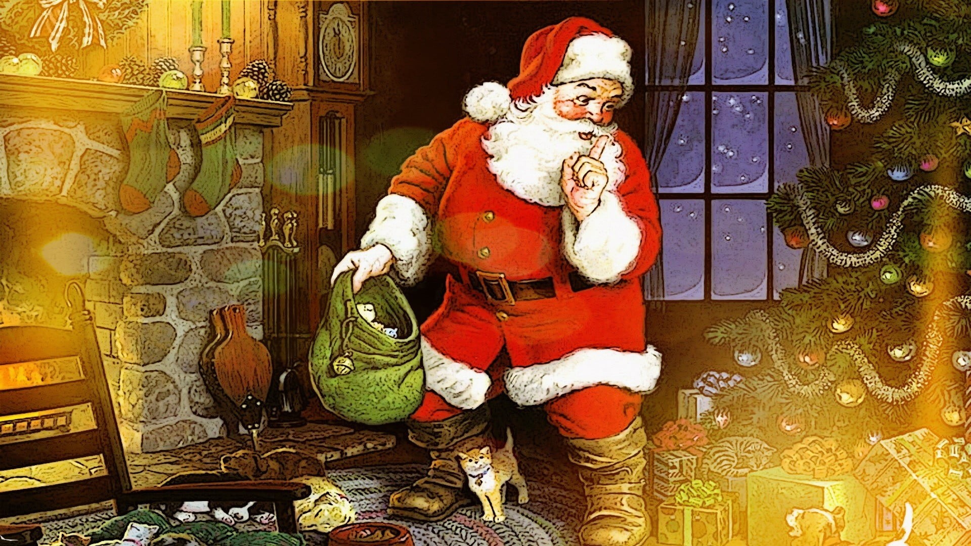 representation, male likeness, human representation, lights, art and craft, indoors, celebration, Santa Claus, holiday - event, holiday, statue, christmas decoration, HD Wallpaper
