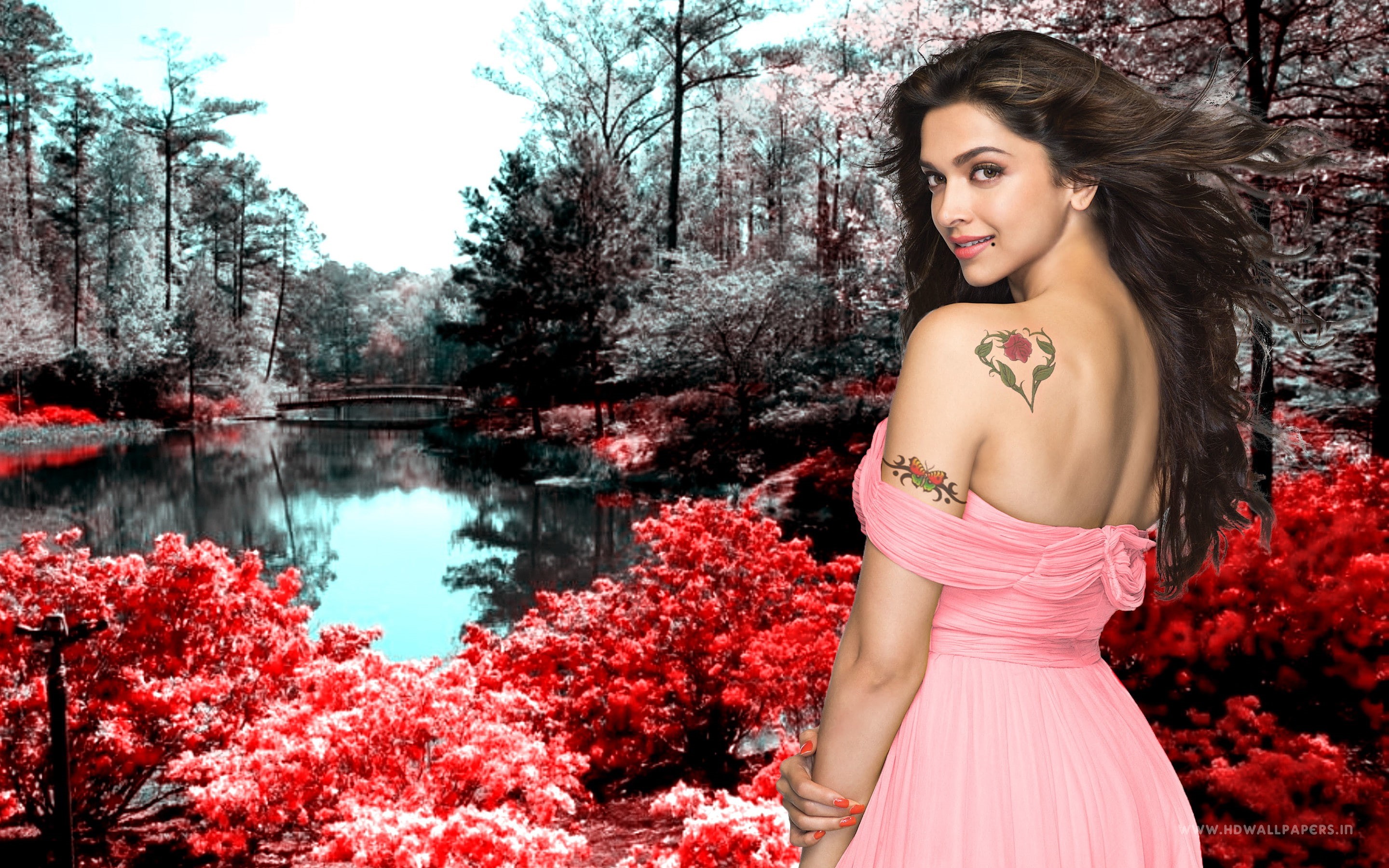 Deepika Padukone, women, deepika, pink, shoulder, padukone, 2K, s, dress, HD Wallpaper