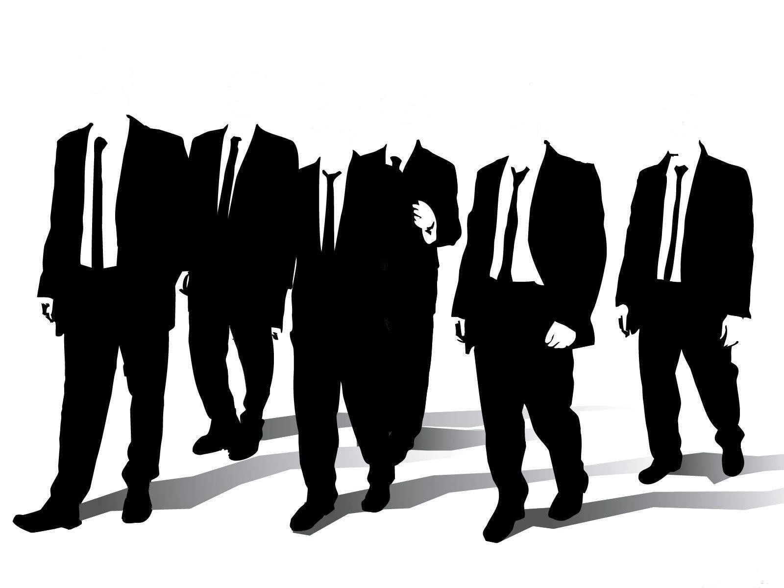 friendship, white background, group, 720P, people, side by side, indoors, digital composite, artwork, fashion, retail, suit, silhouette, studio shot, full length, HD Wallpaper