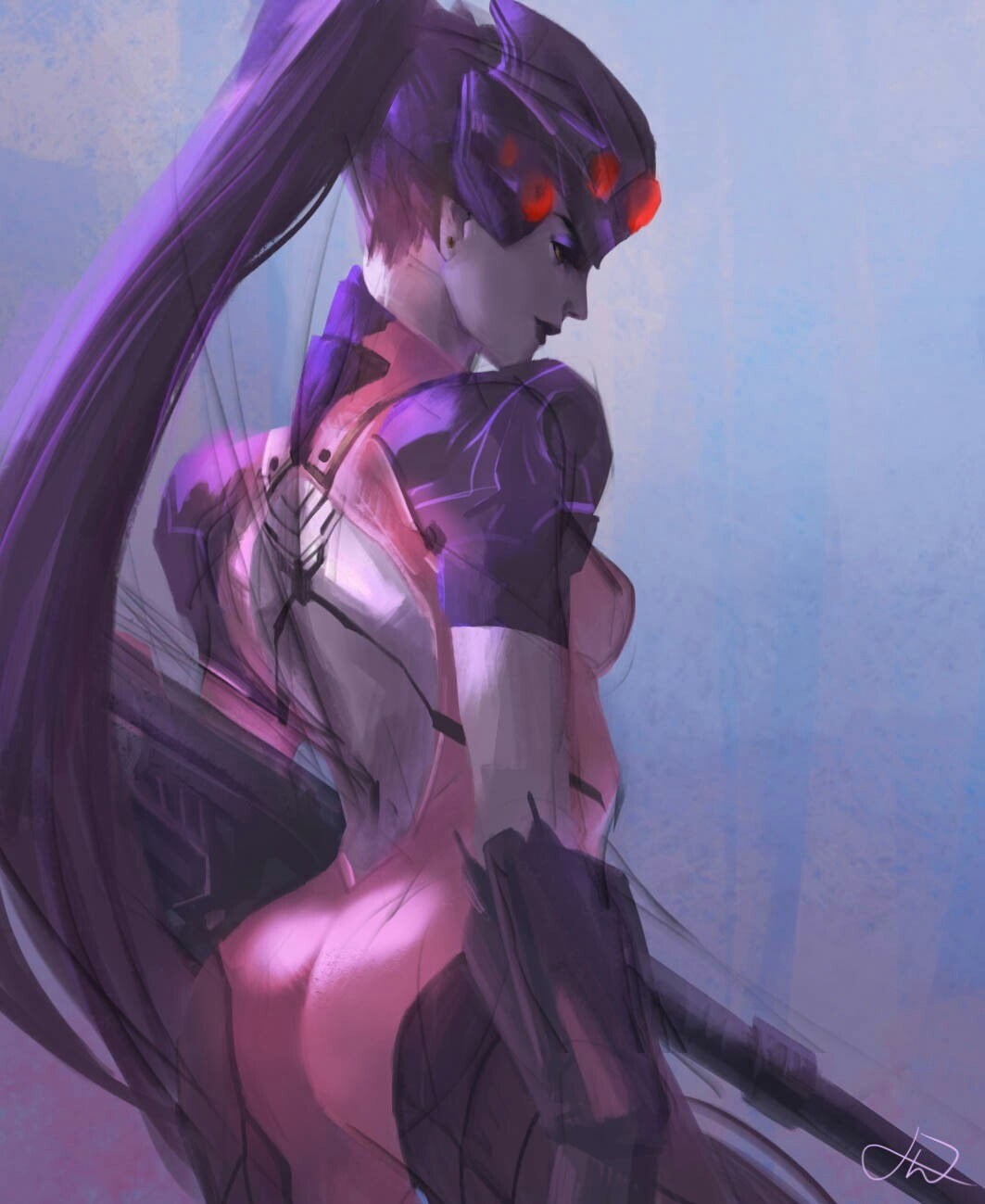 Widowmaker (Overwatch), motor vehicle, dress, side view, digital art, car, character, Black Widow (Overwatch), woman, costume, transportation, fashion, Phone HD Wallpaper