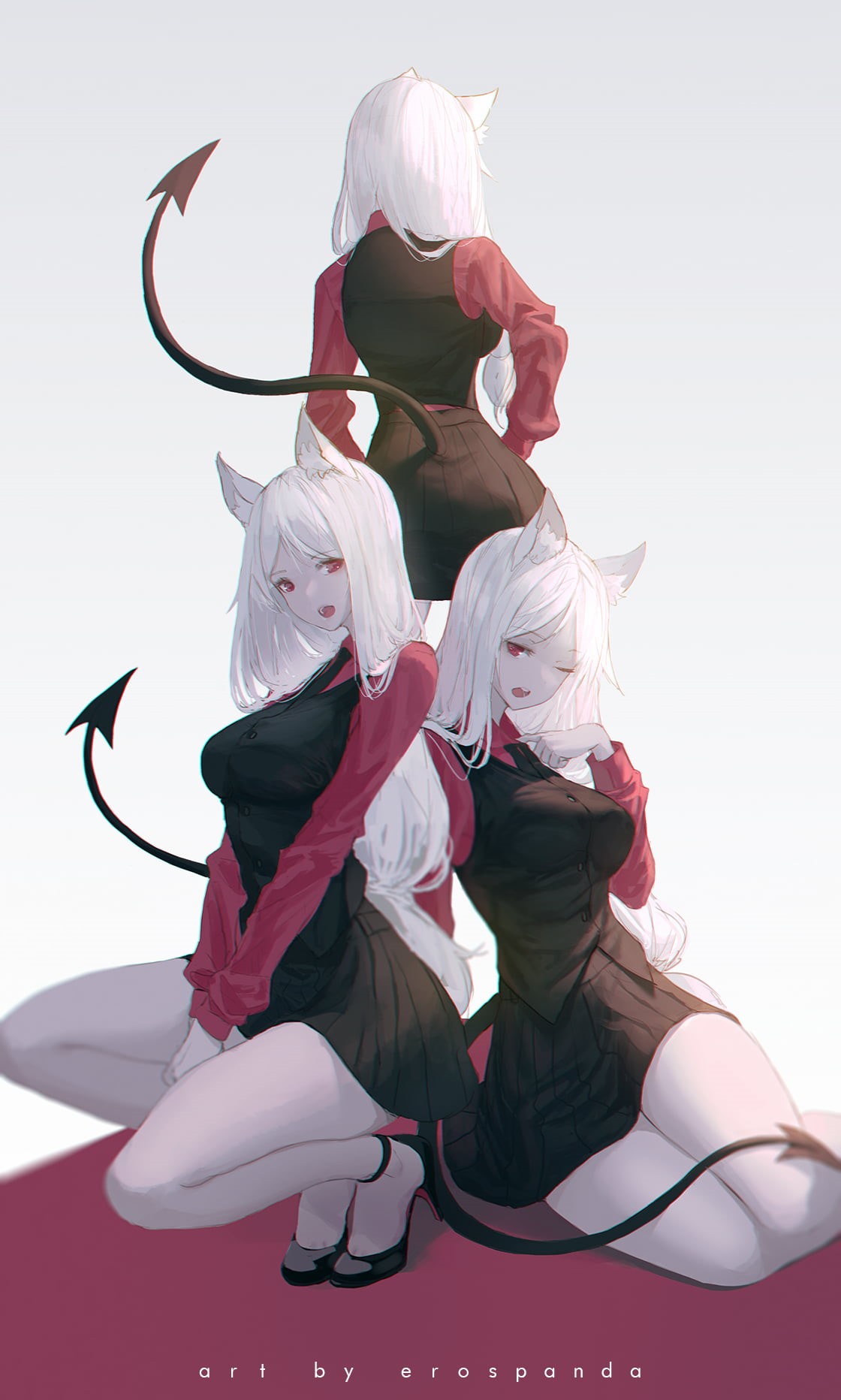 Cerberus (Helltaker), erospanda, Helltaker, anime, anime girls, simple background, 720P, Phone HD Wallpaper