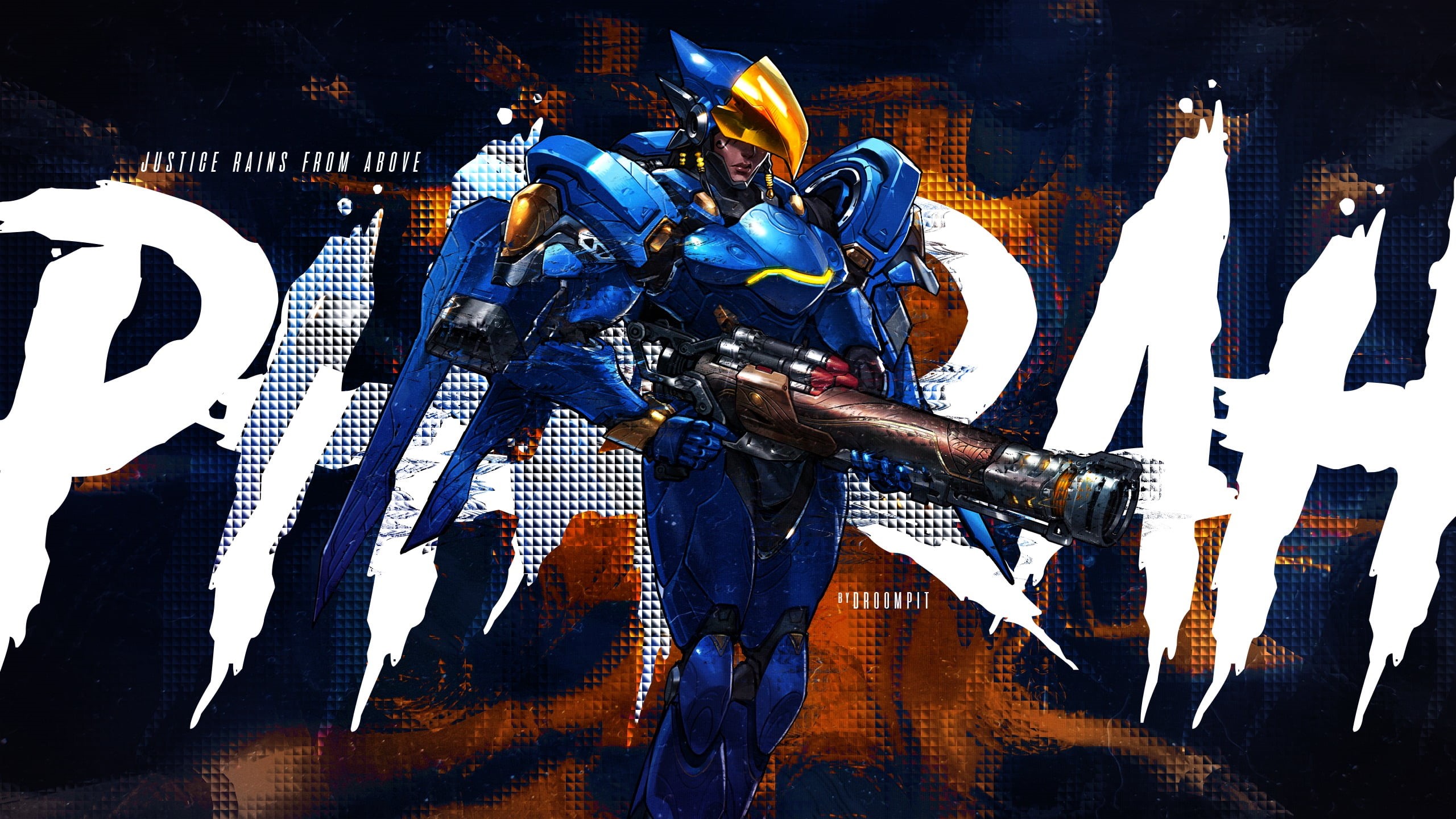 protection, sport, Pharah (Overwatch), arts culture and entertainment, people, headwear, male likeness, game, representation, Overwatch, full length, outdoors, HD Wallpaper