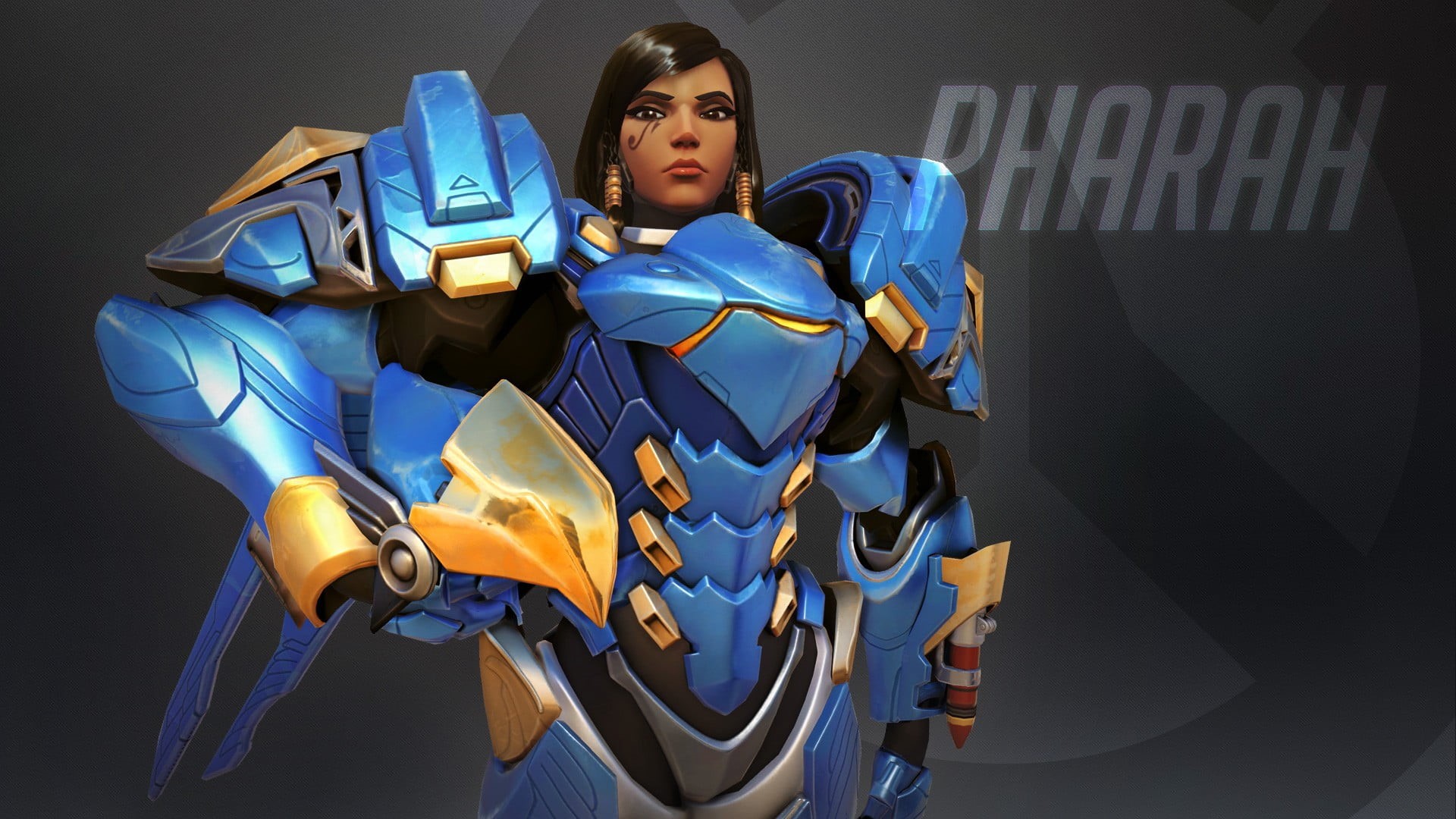 1080P, illuminated, standing, indoors, adult, pharah, real people, waist up, young adult, black background, front view, Pharah (Overwatch), portrait, studio shot, HD Wallpaper