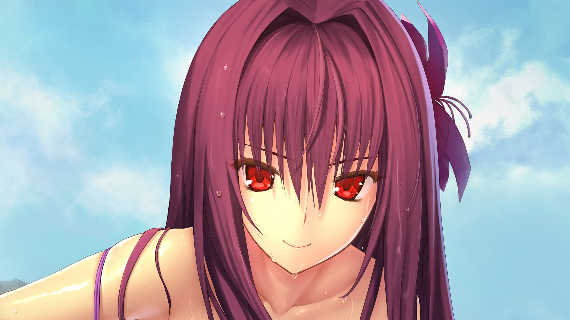 leisure activity, sunlight, day, outdoors, Fate Series, Fate/Grand Order, portrait, cloud - sky, Scathach (Fate/Grand Order), lifestyles, representation, HD Wallpaper