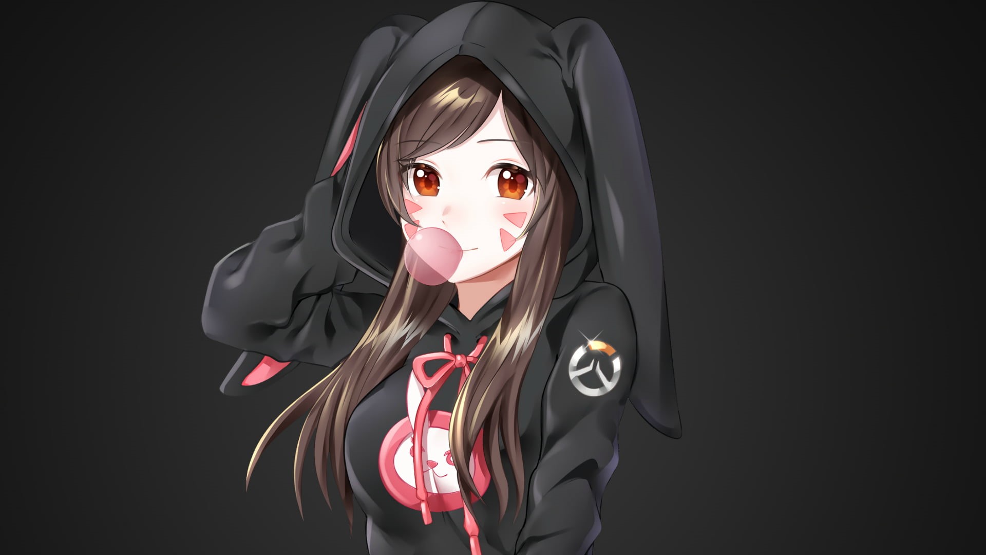 young women, costume, halloween, young adult, D.Va (Overwatch), females, elegance, backgrounds, mystery, human Face, black Color, looking at camera, studio shot, HD Wallpaper