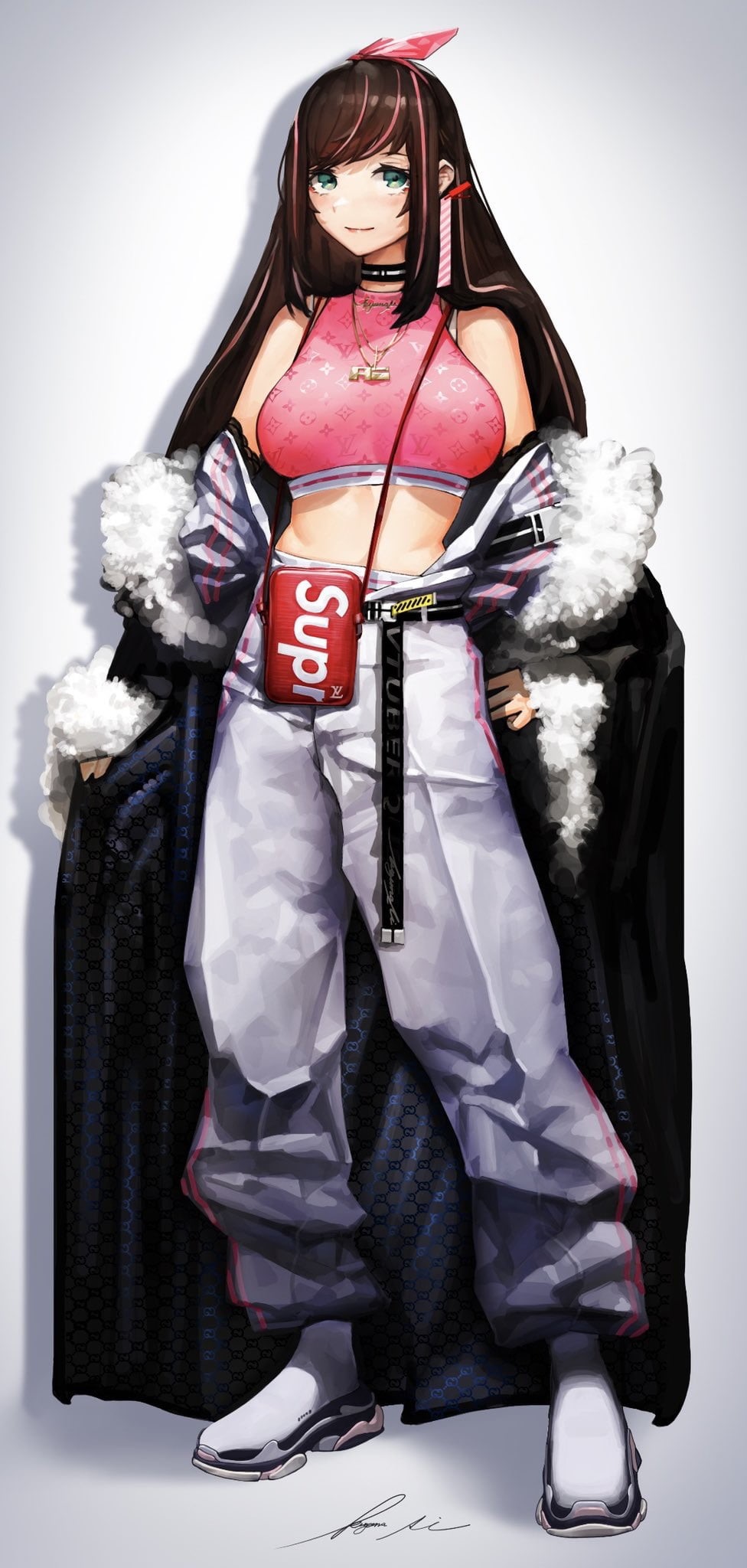 Kizuna Ai, Virtual Youtuber, supreme, 1080P, brunette, anime girls, fashion, Phone HD Wallpaper