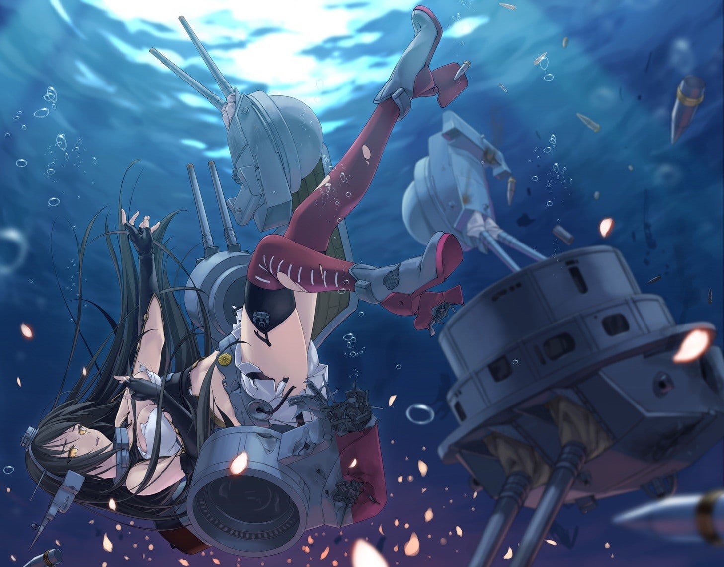 arts culture and entertainment, animal wildlife, heels, Nagato (KanColle), illuminated, Kantai Collection, event, 720P, mode of transportation, open shirt, HD Wallpaper