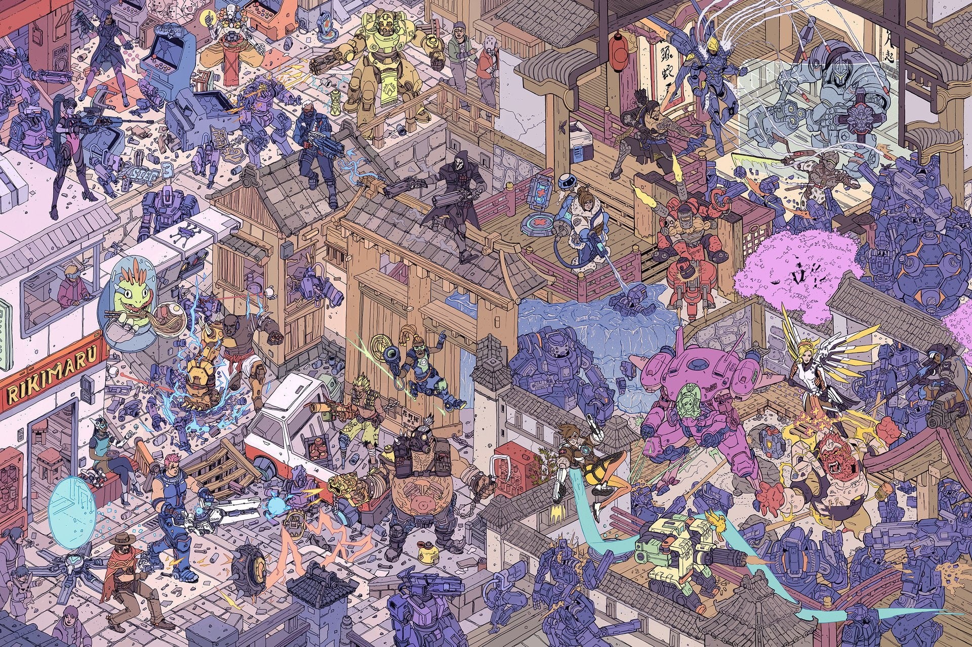 Doomfist (Overwatch), Overwatch, Soldier: 76 (Overwatch), Mei (Overwatch), Symmetra (Overwatch), Hanzo (Overwatch), D.Va (Overwatch), Pharah (Overwatch), HD Wallpaper