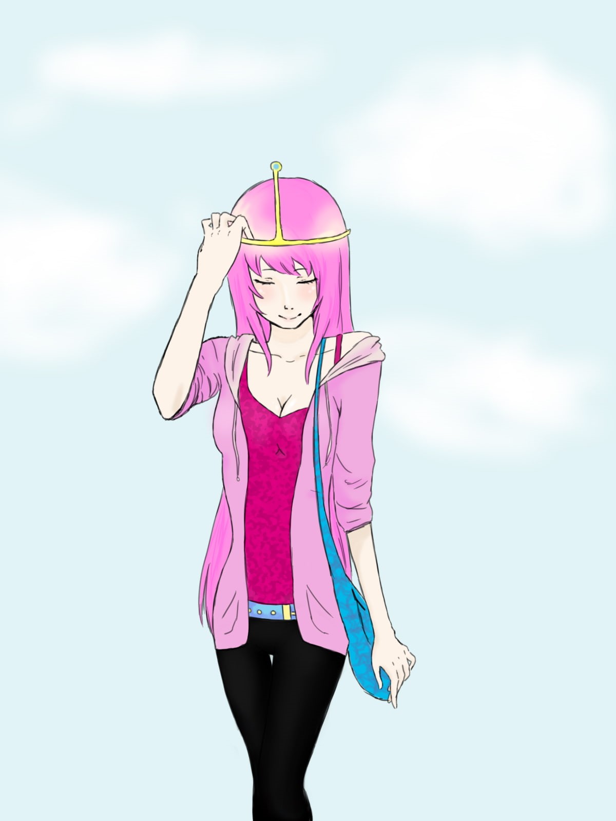 fashion, portrait, one person, beauty, mouth open, arms raised, standing, three quarter length, young adult, human arm, casual clothing, 720P, Princess Bubblegum, Phone HD Wallpaper