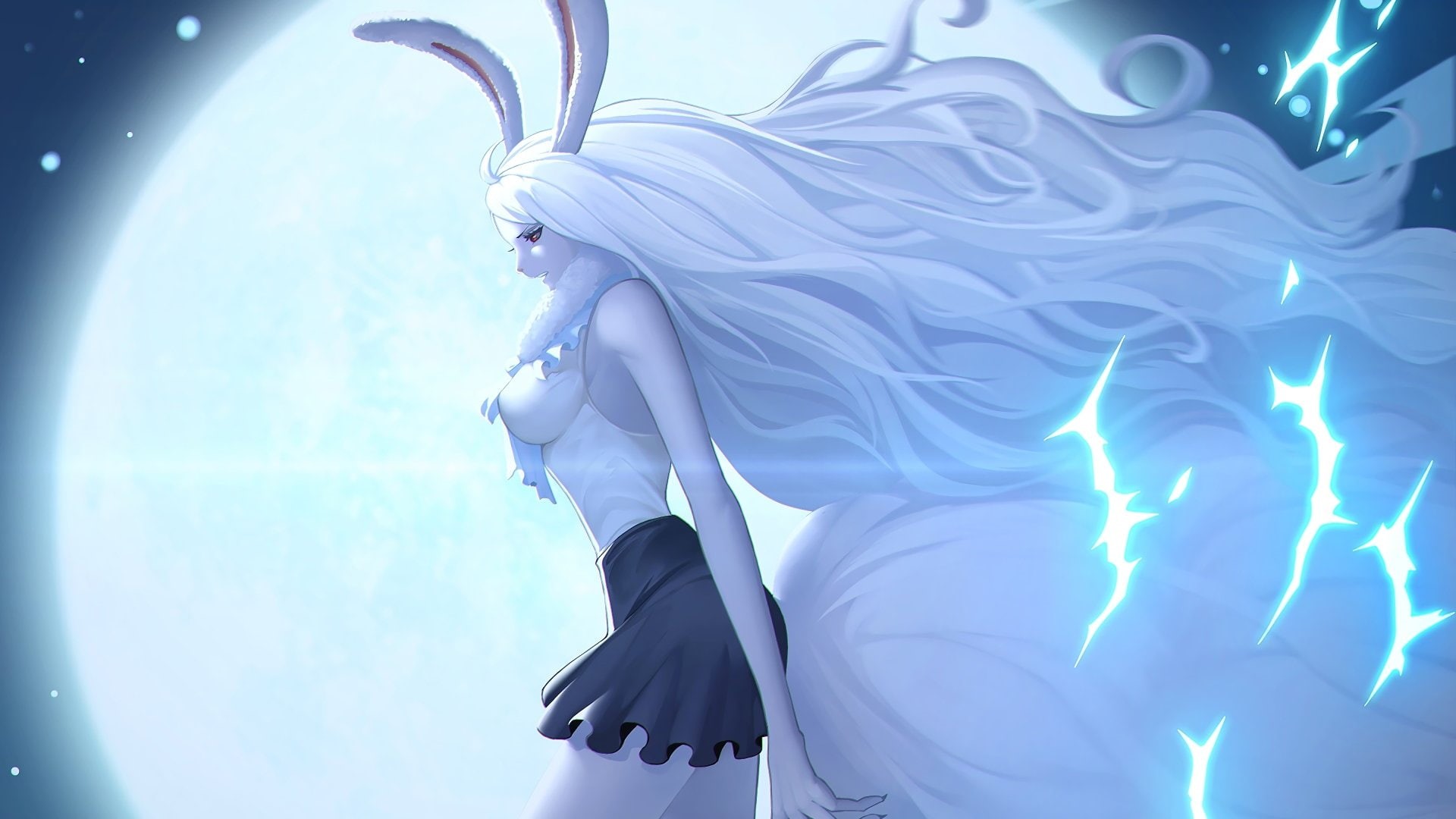 Bunny Ears, 1080P, One Piece, White Hair, Girl, Long Hair, Anime, Carrot (One Piece), Red Eyes, HD Wallpaper