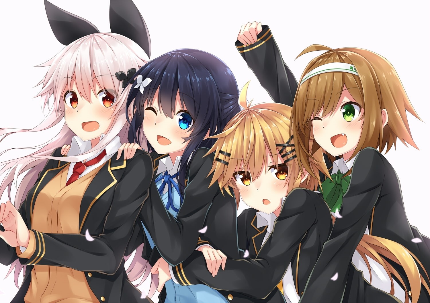 multi colored, leisure activity, people, friends, wink, friendship, bunny ears, men, smiling, costume, celebration, indoors, young adult, Anime, looking at camera, HD Wallpaper