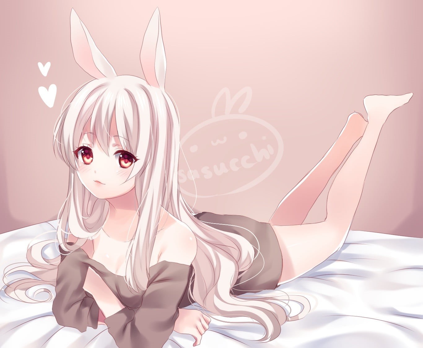 looking at camera, mask - disguise, anime girls, young adult, cute, fashion, 720P, anime, beautiful woman, disguise, portrait, females, bed, women, adult, HD Wallpaper