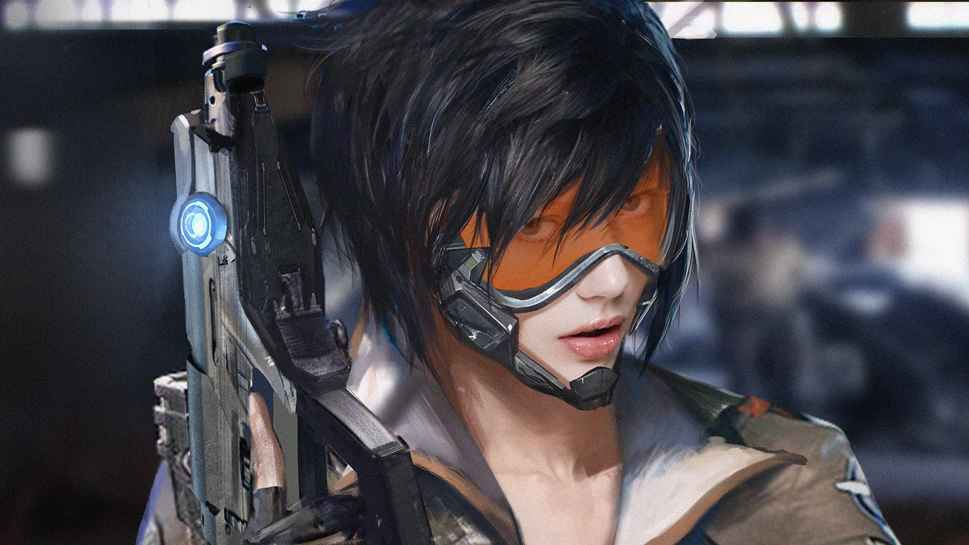 technology, one person, artwork, fashion, portrait, 1080P, women, close-up, clothing, digital art, glasses, lifestyles, black hair, beauty, adult, video games, HD Wallpaper