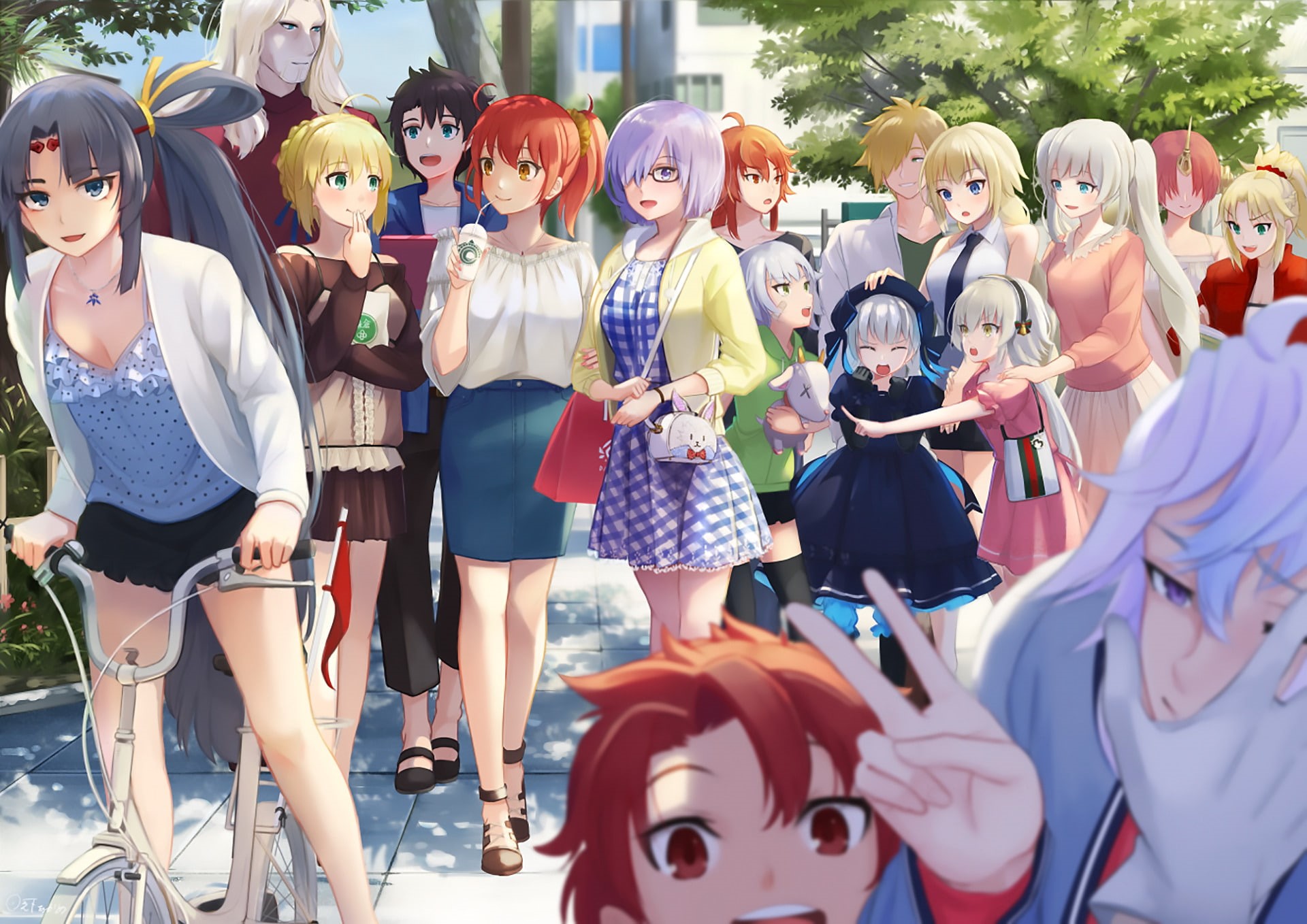 Crossover, Jeanne dArc (Fate Series), Anime, Saber (Fate Series), Merlin (Fate Series), Berserker of Black (Fate/Apocrypha), Mordred (Fate/Apocrypha), Archer (Fate/Grand Order), HD Wallpaper
