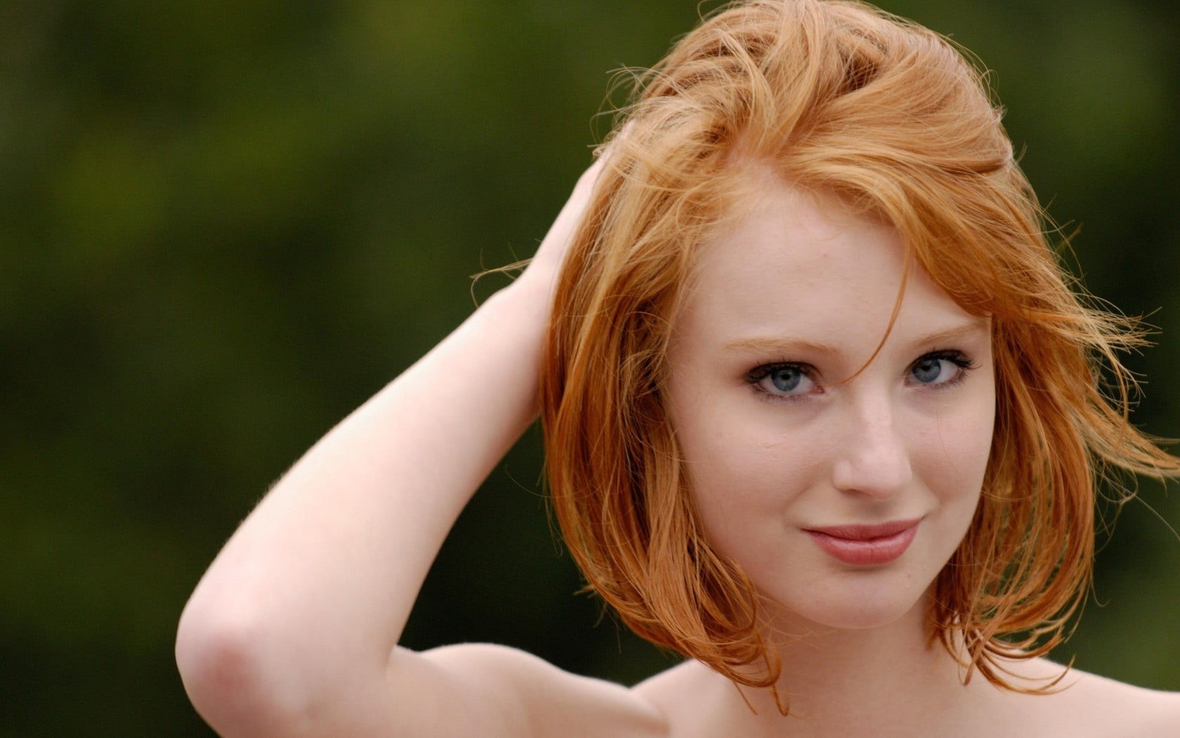 young women, portrait, blue eyes, lipstick, hairstyle, model, depth of field, redhead, women, lifestyles, headshot, young adult, beauty, focus on foreground, HD Wallpaper