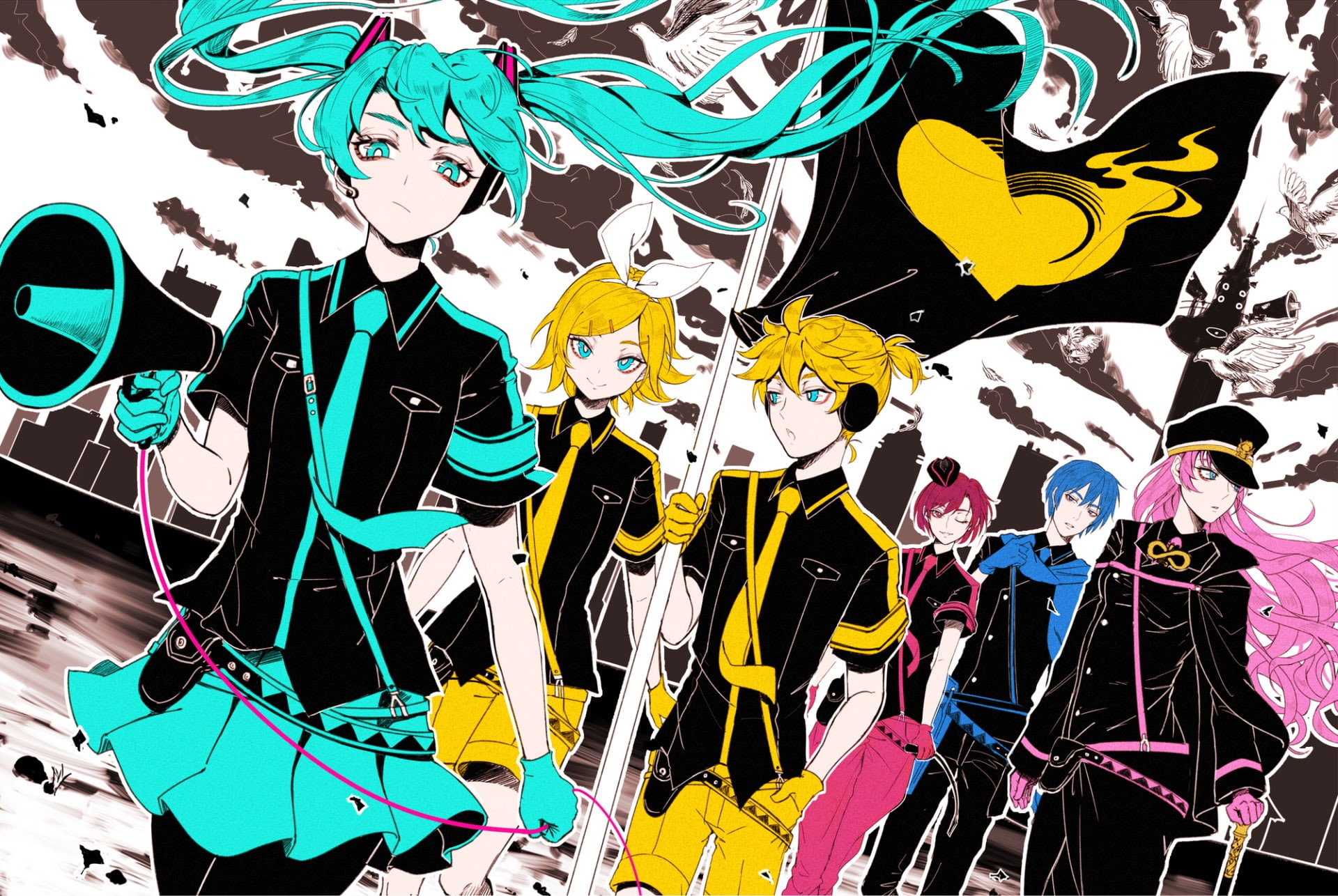 Len Kagamine, 1080P, Anime, Rin Kagamine, Hatsune Miku, Vocaloid, Luka Megurine, Meiko (Vocaloid), Kaito (Vocaloid), HD Wallpaper