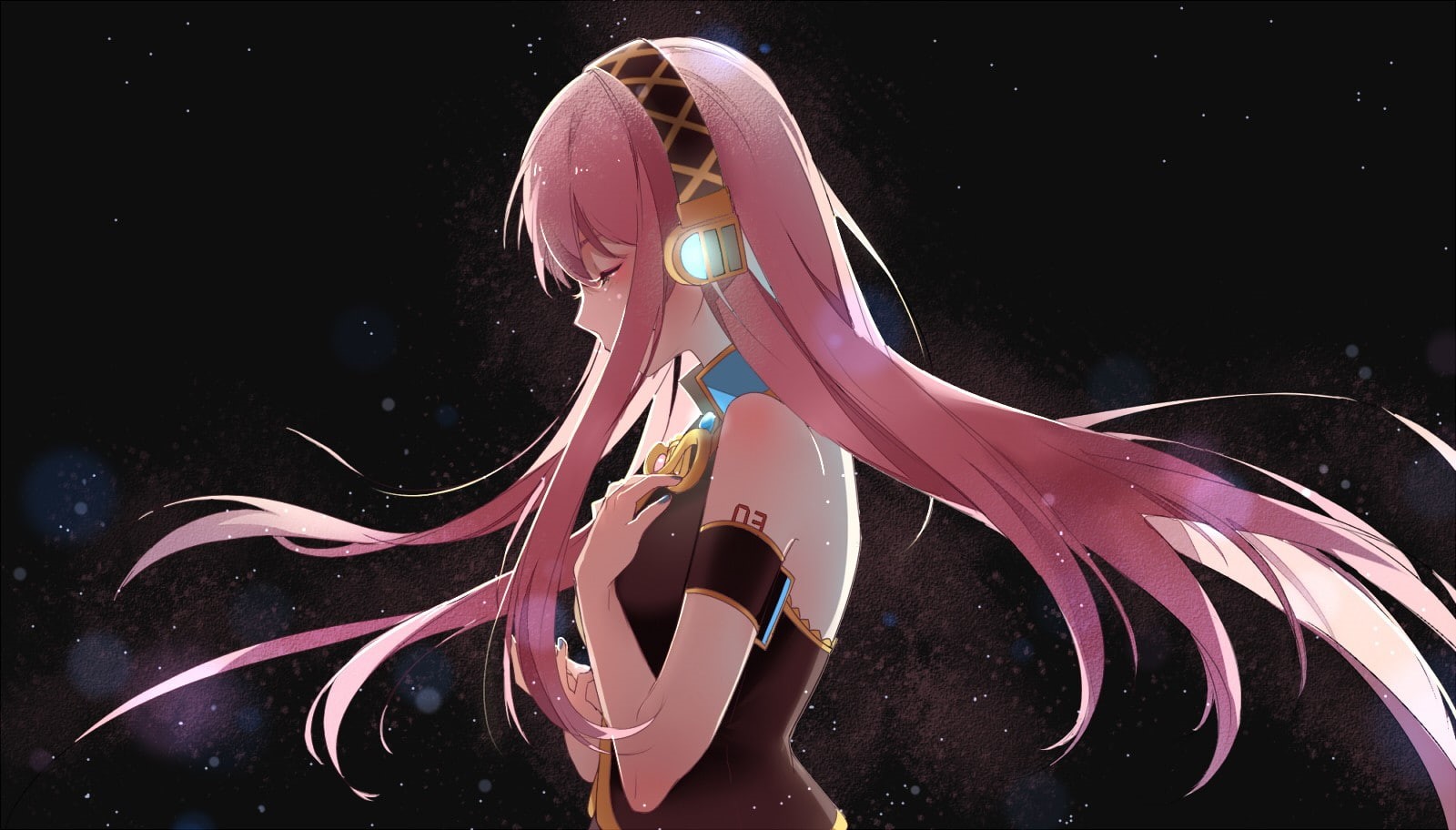 Vocaloid, one person, black background, side view, motion, nature, anime, sea, water, indoors, close-up, studio shot, underwater, animal wildlife, real people, HD Wallpaper