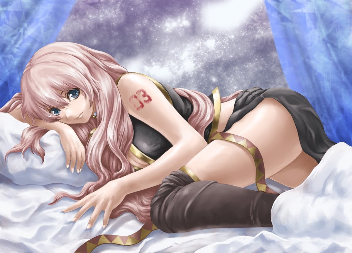 lying down, beauty, Megurine Luka, adult, 480P, cloud - sky, soft shading, Vocaloid, real people, nature, lifestyles, one person, looking at camera, bed, HD Wallpaper