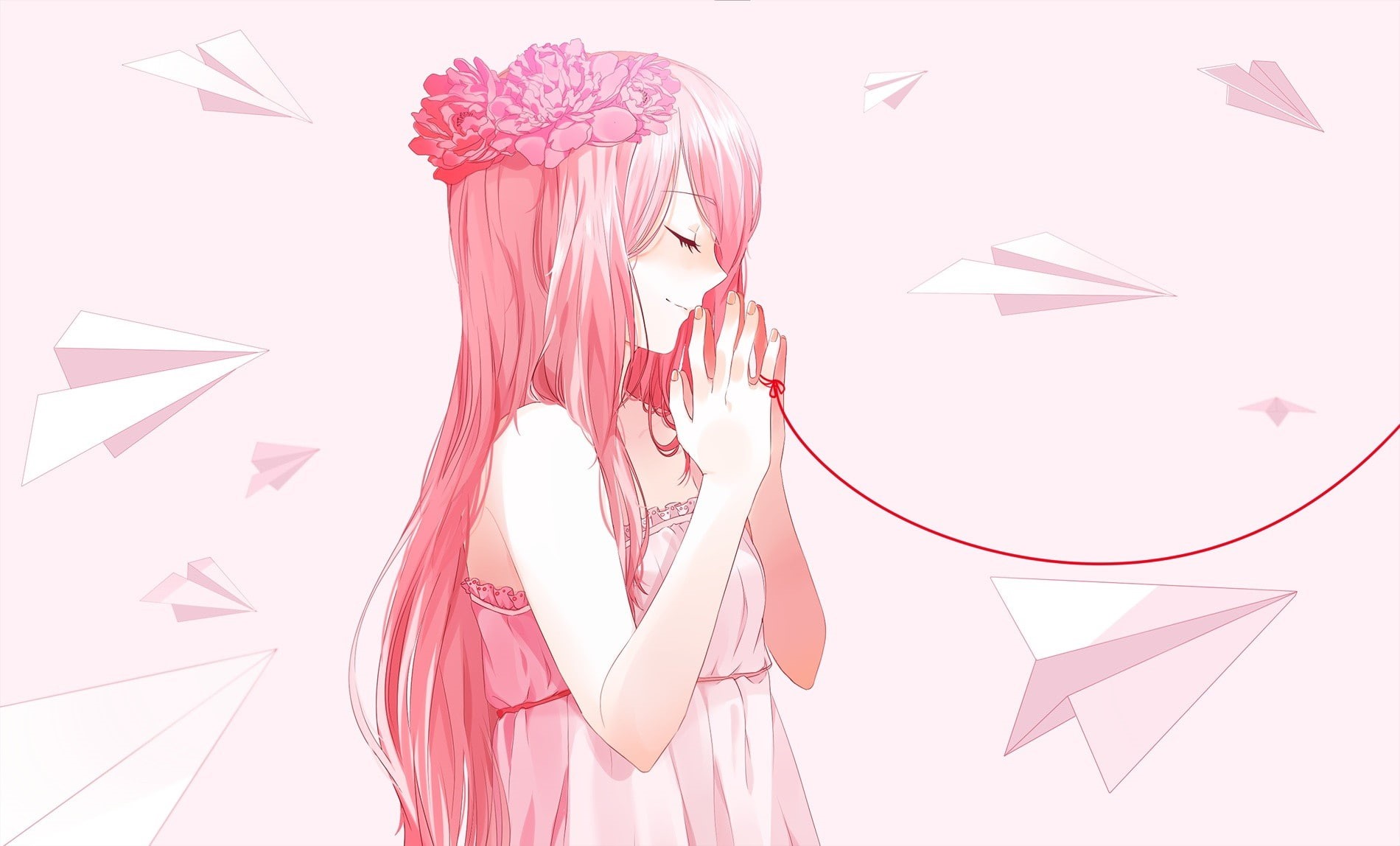anime girls, one person, symbol, Vocaloid, females, 720P, studio shot, pink color, art and craft, adult, anime, women, close-up, digital composite, Megurine Luka, HD Wallpaper
