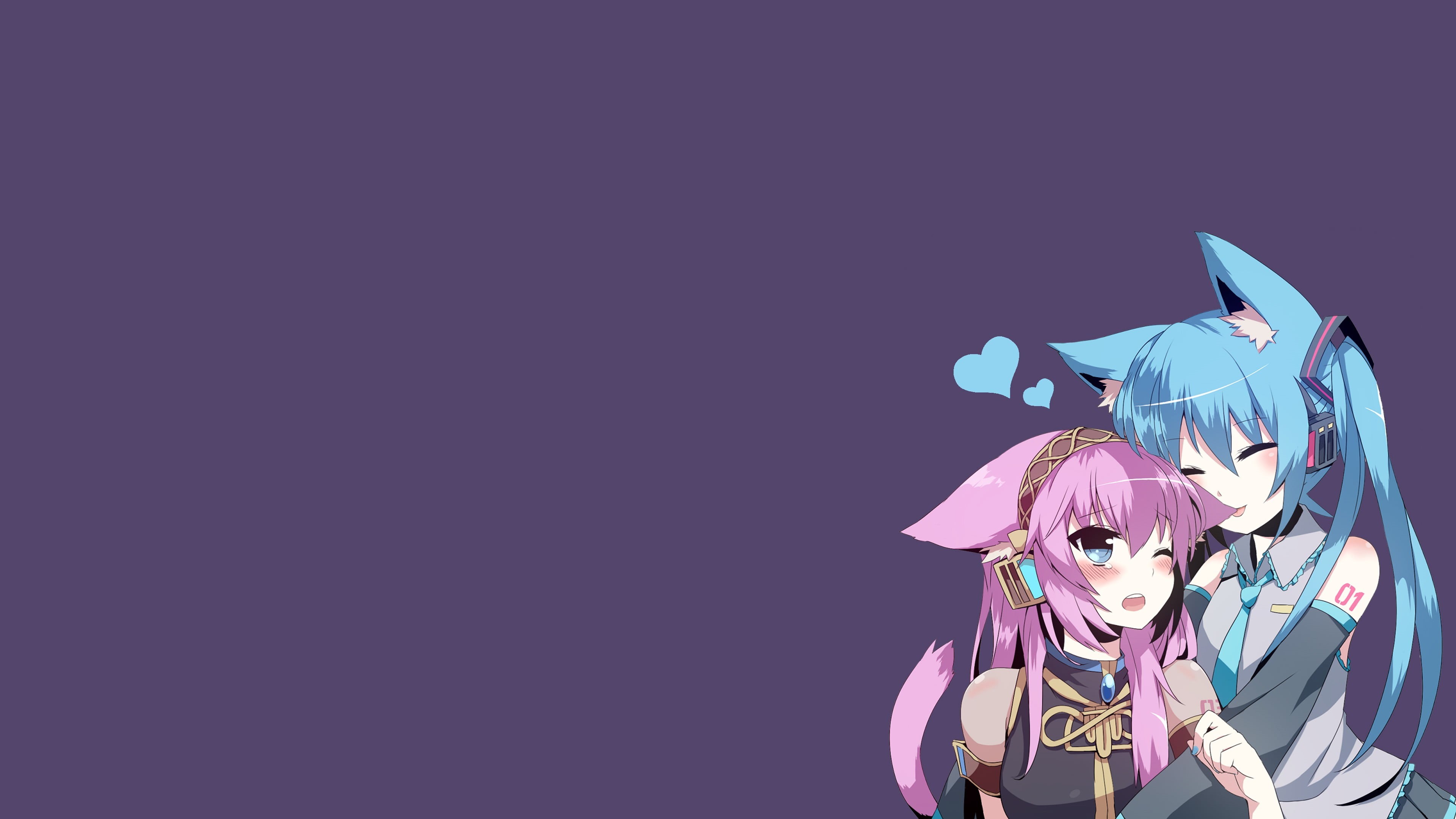 looking at camera, indoors, simple background, Megurine Luka, women, pink color, young women, studio shot, human body part, copy space, anime, blushing, HD Wallpaper