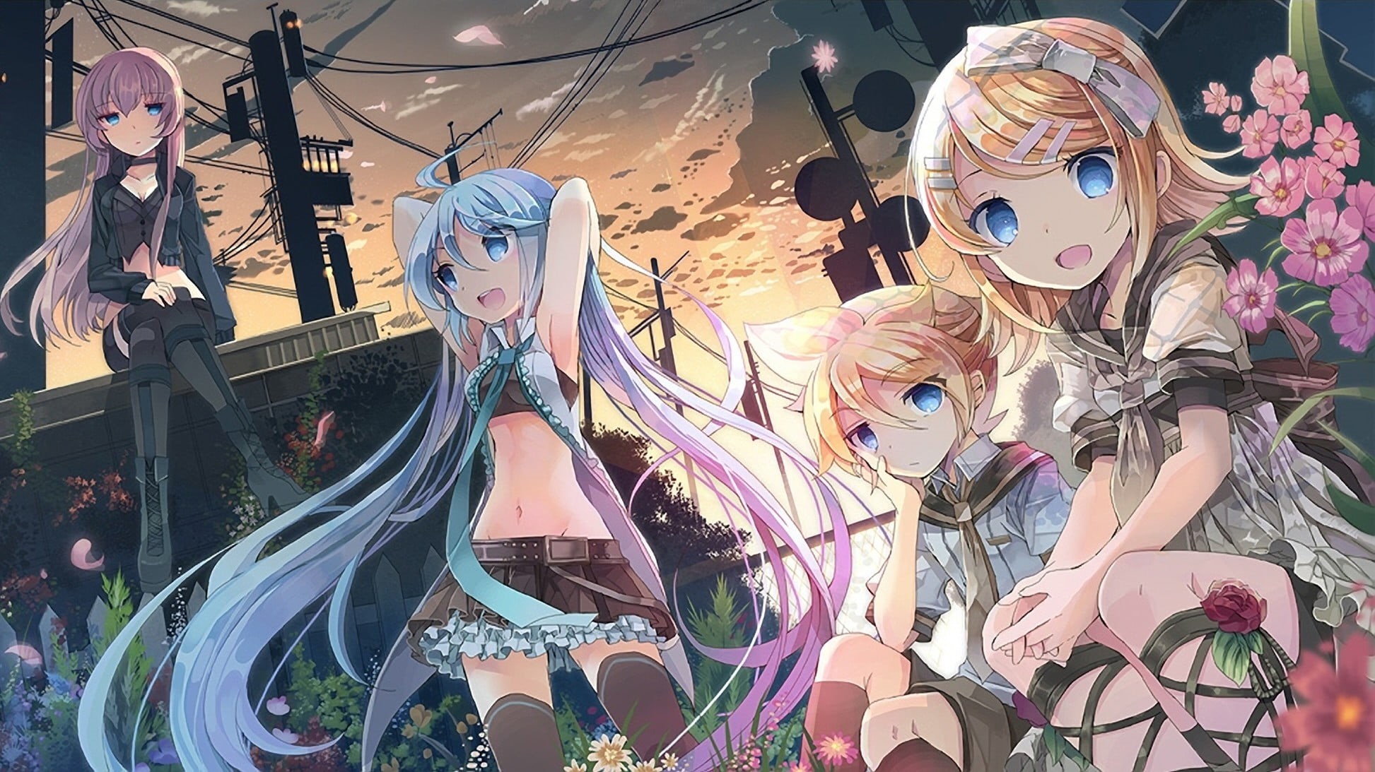 carnival, multi colored, female likeness, Kagamine Len, Vocaloid, outdoors, anime girls, store, human representation, Kagamine Rin, amusement park, anime, HD Wallpaper
