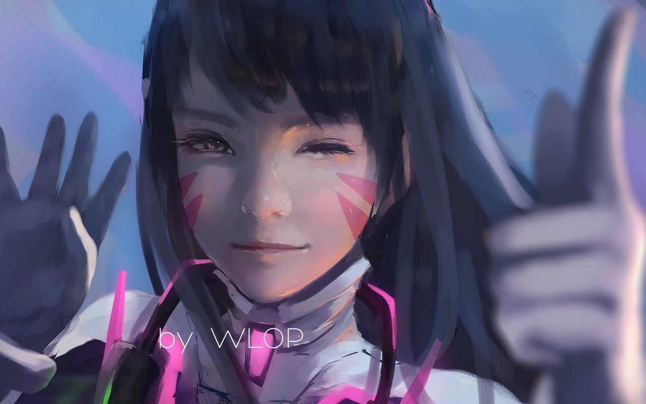 looking at camera, 720P, real people, animated, WLOP, illustration, text, close-up, young adult, young women, sunlight, front view, Overwatch, portrait, HD Wallpaper
