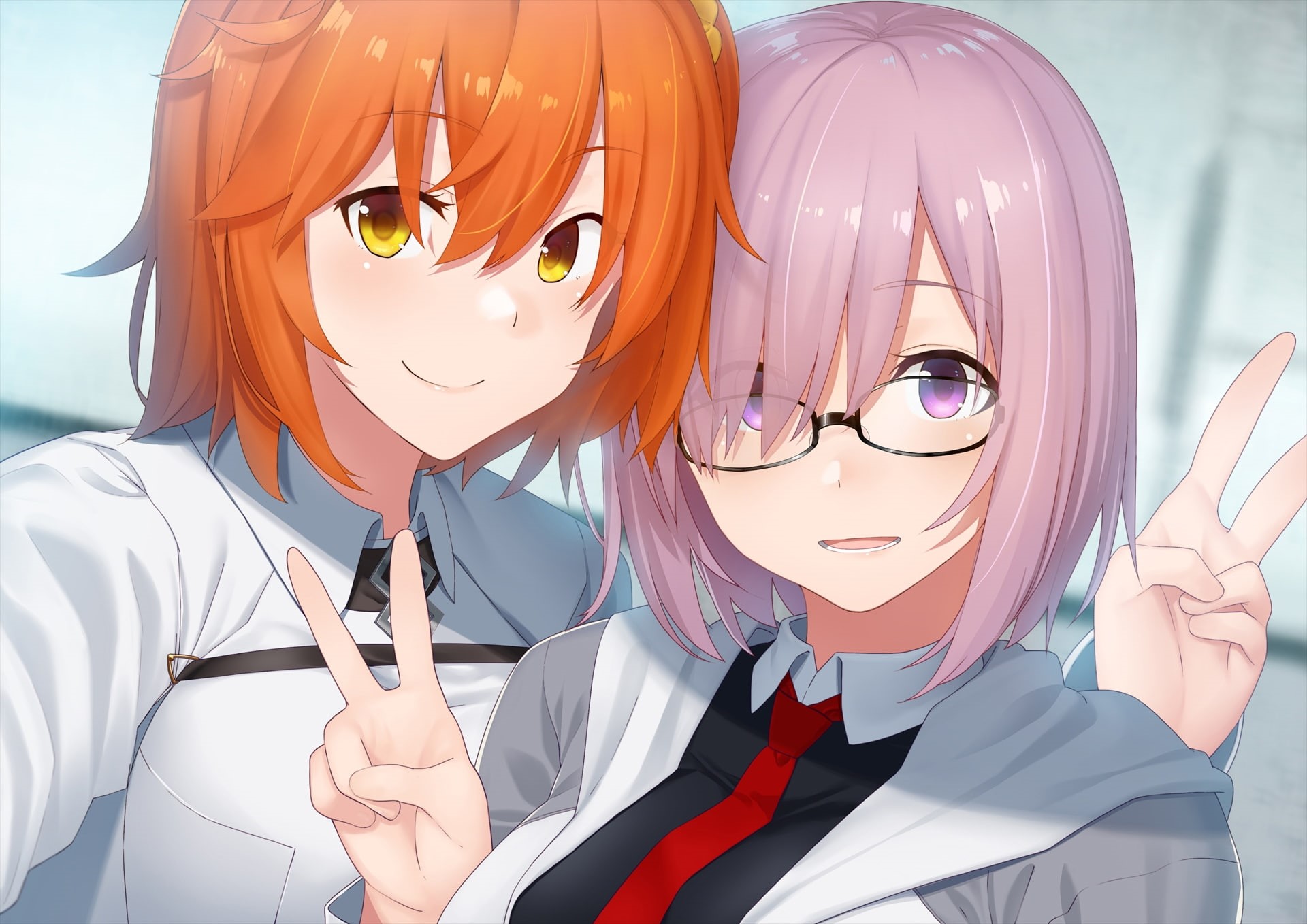 1080P, fate grand order, close-up, gudako, casual clothing, Anime, lifestyles, friends, front view, teenager, adult, young adult, females, eyeglasses, HD Wallpaper