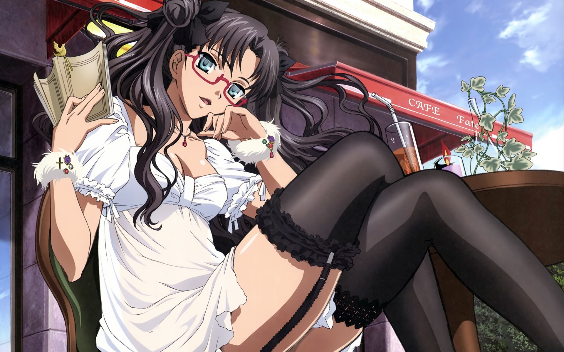 1080P, hd, meganekko, fatestay, night, stay, Tohsaka Rin, rin, Fate/stay Night, fate, x, anime, tohsaka, art, HD Wallpaper
