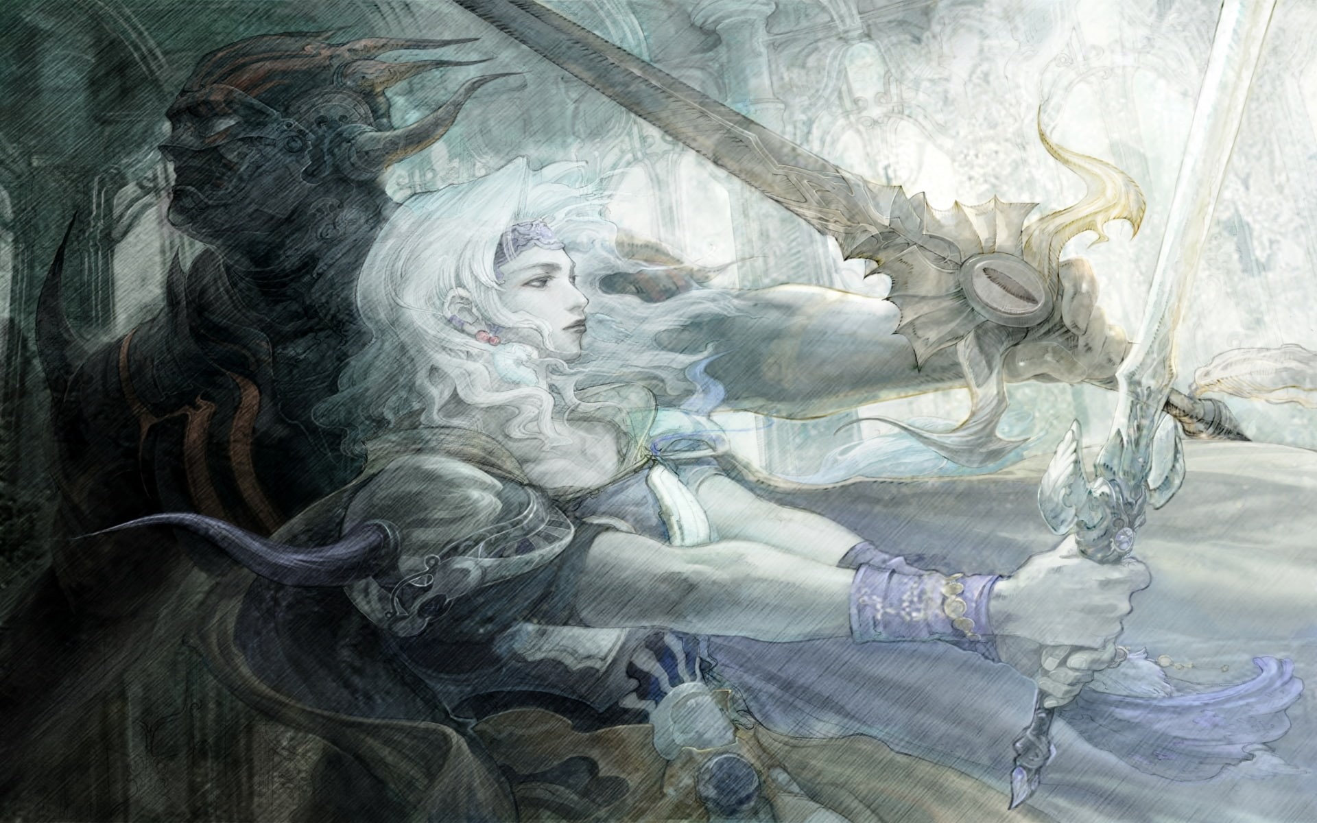 mask, soldiers, females, artistic, role, scary, girls, women, babes, playing, swords, soft, dark, blondes, 1080P, weapons, warriors, art, demon, fantasy, HD Wallpaper