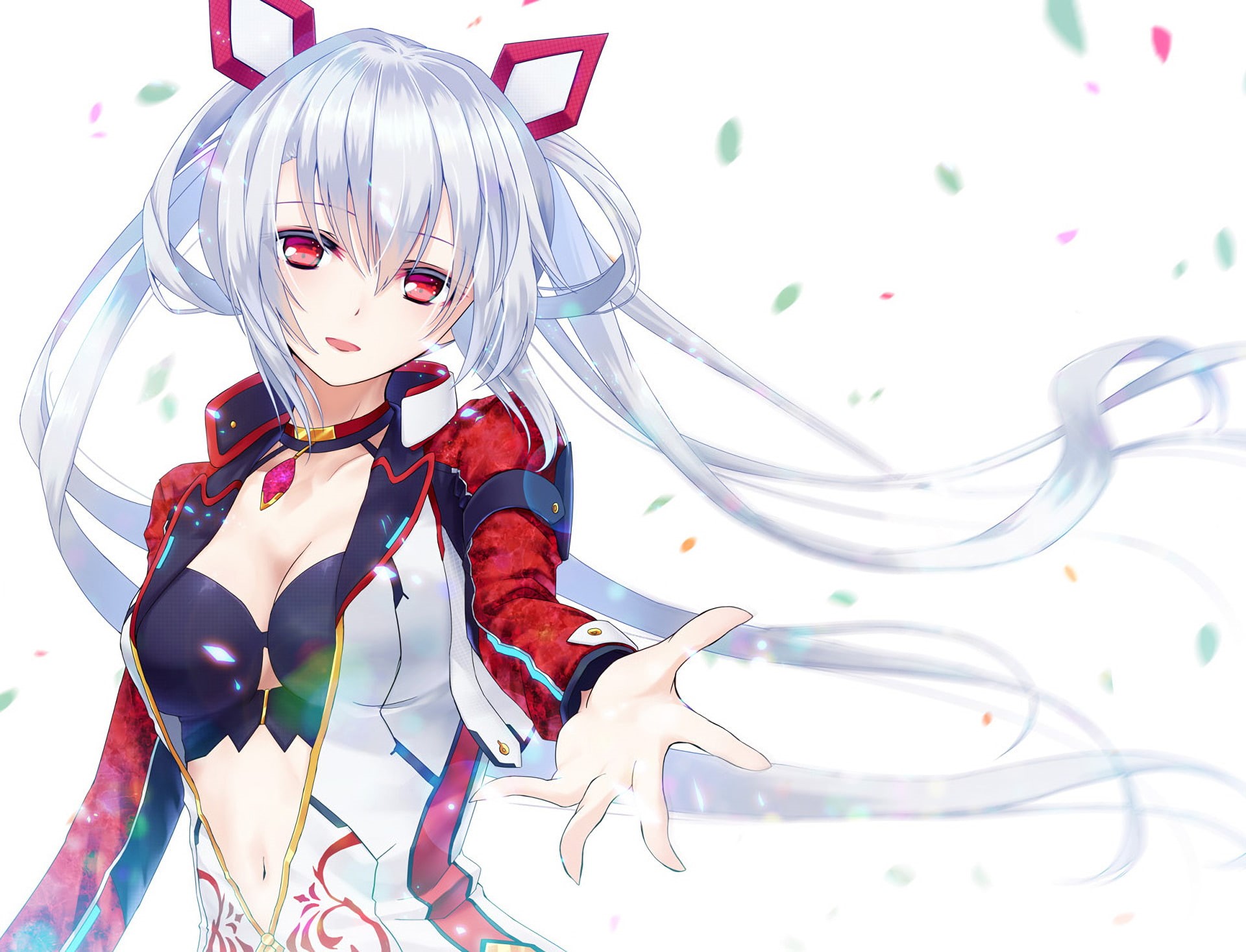 Phantasy Star Online, Phantasy Star Online 2, Collar, Long Hair, 1080P, Red Eyes, Girl, Phantasy Star, White Hair, Twintails, Smile, HD Wallpaper