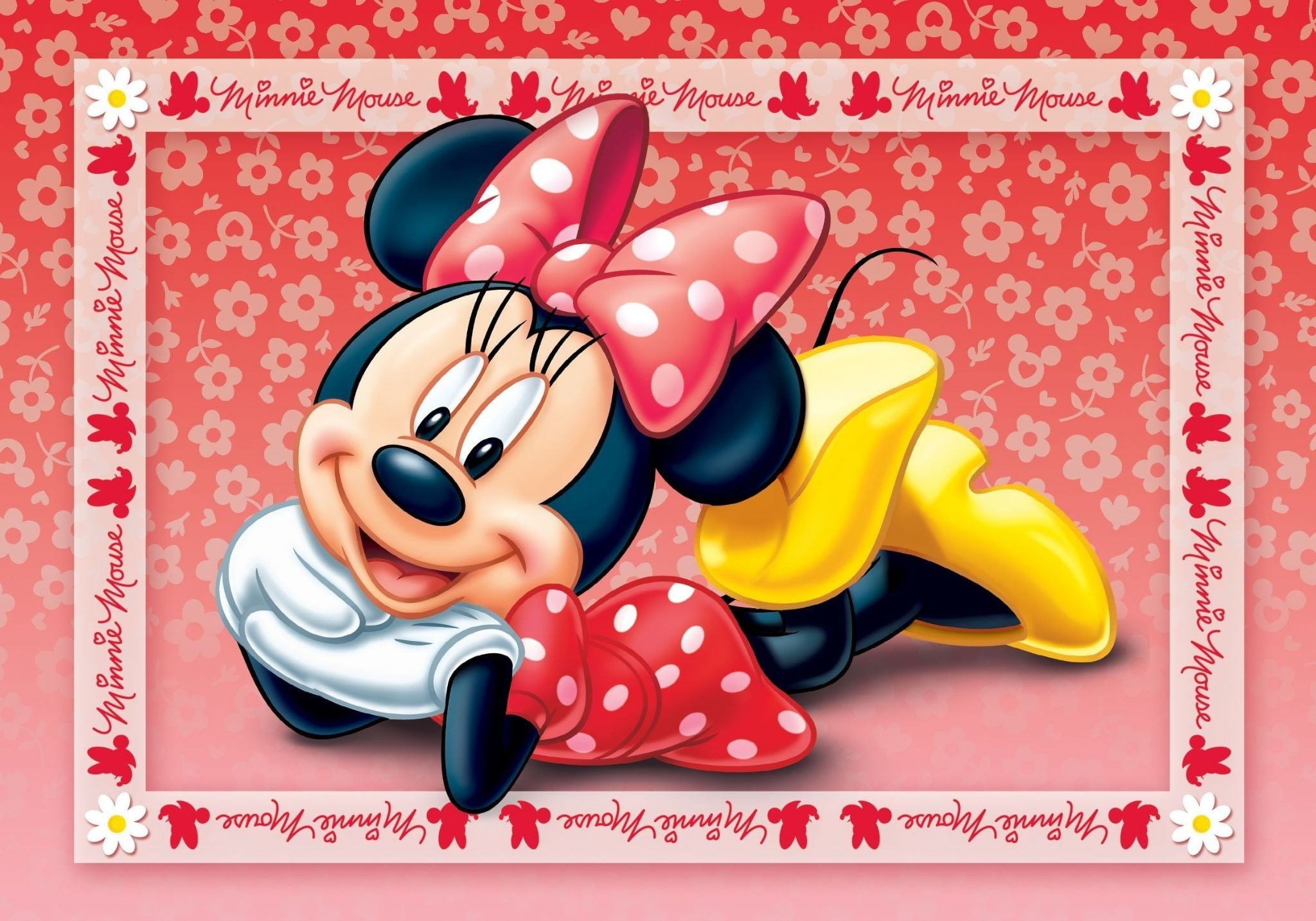 pattern, communication, no people, 1080P, cartoon, multi colored, minnie mouse computer, still life, pink color, art and craft, creativity, toy, representation, HD Wallpaper