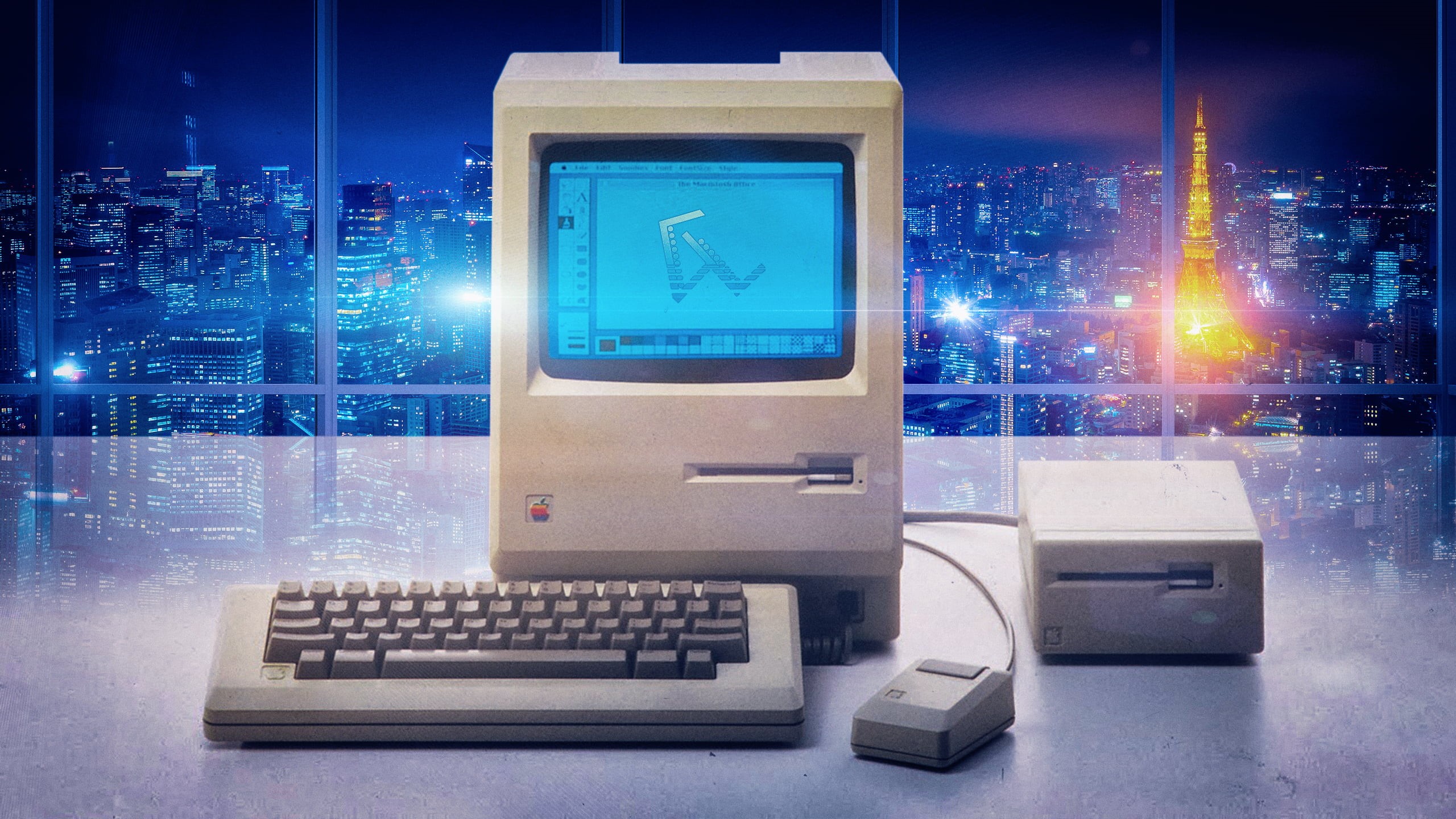 computer keyboard, computer, monitor, Tokyo, wireless technology, global communications, computer monitor, technology, lights, snow, cold temperature, mouse, HD Wallpaper