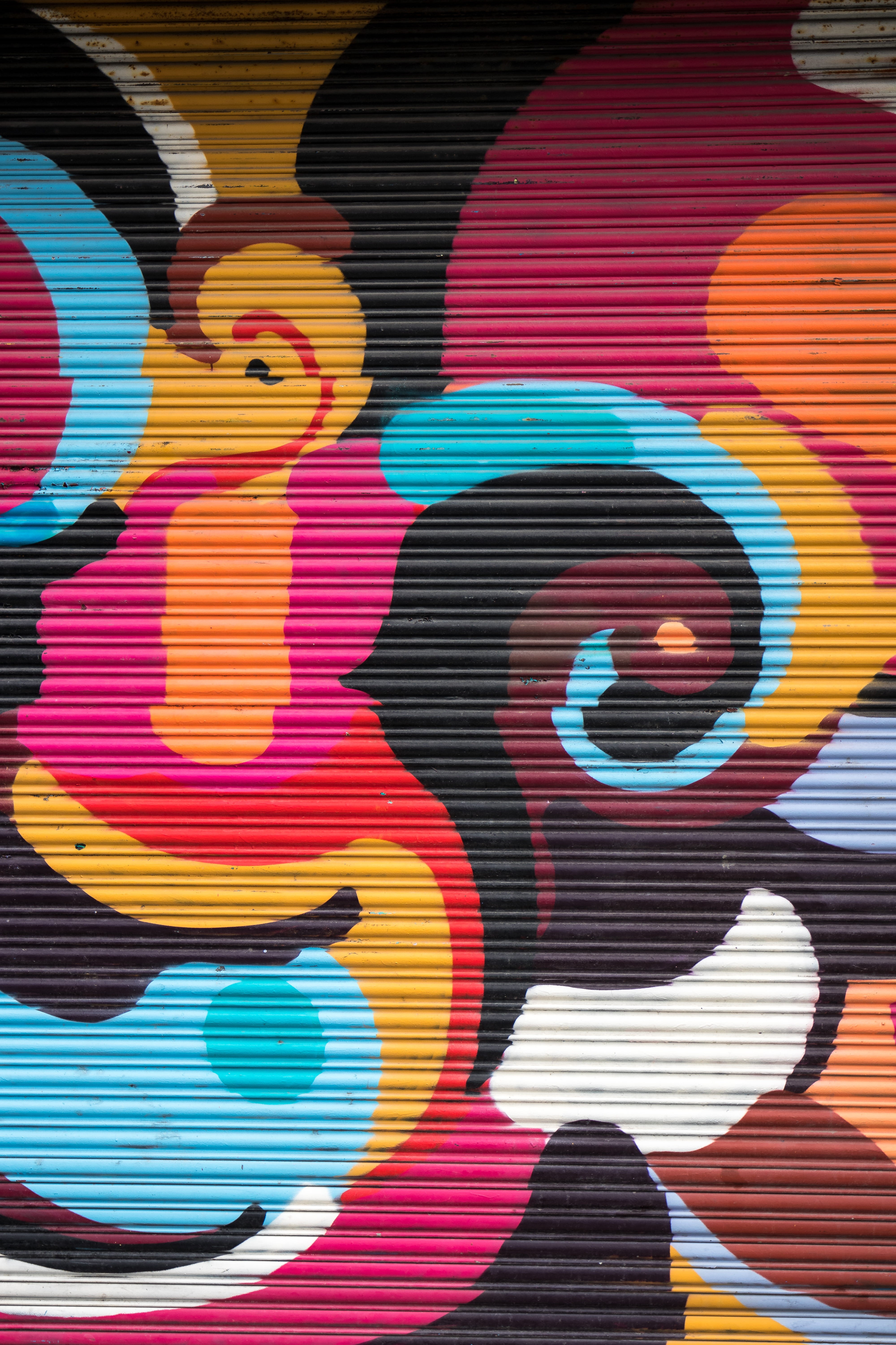shutter, painting, representation, graffiti, street art, metal texture, spray paint, craft, wall - building feature, 5K, painted image, close-up, photo, Phone HD Wallpaper