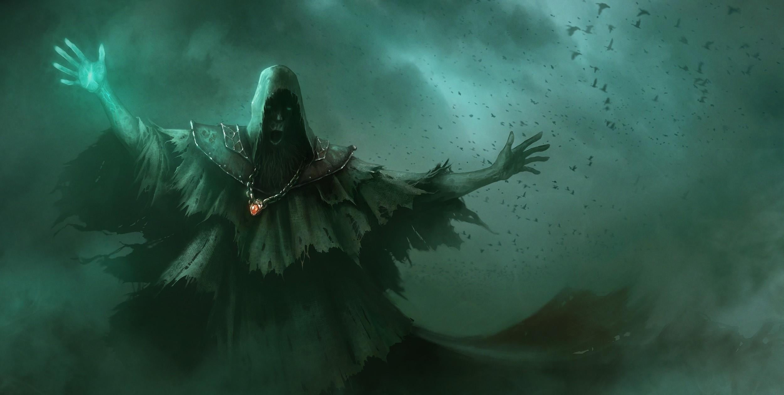 one person, tatters, alien, water, backgrounds, undead, evil, animals in the wild, animated, sea, outdoors, bizarre, horror, night, darkness, 1080P, swimming, HD Wallpaper