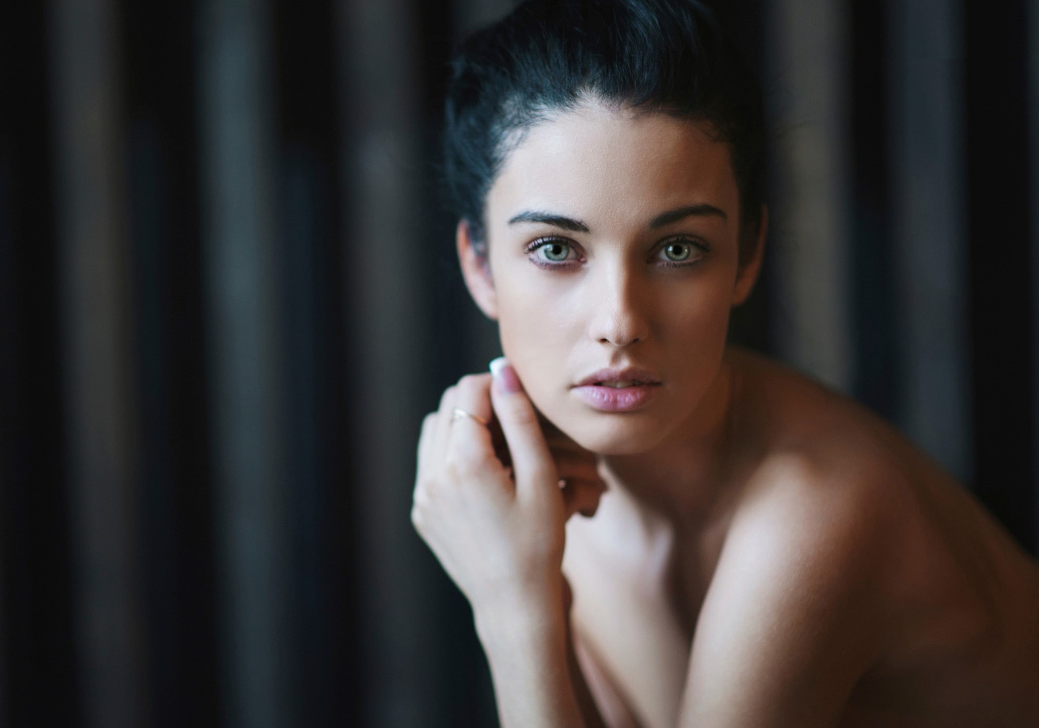 looking at camera, hair, young women, 1080P, headshot, women, model, human face, beautiful people, adult, indoors, Alla Berger, beauty, body part, looking, HD Wallpaper