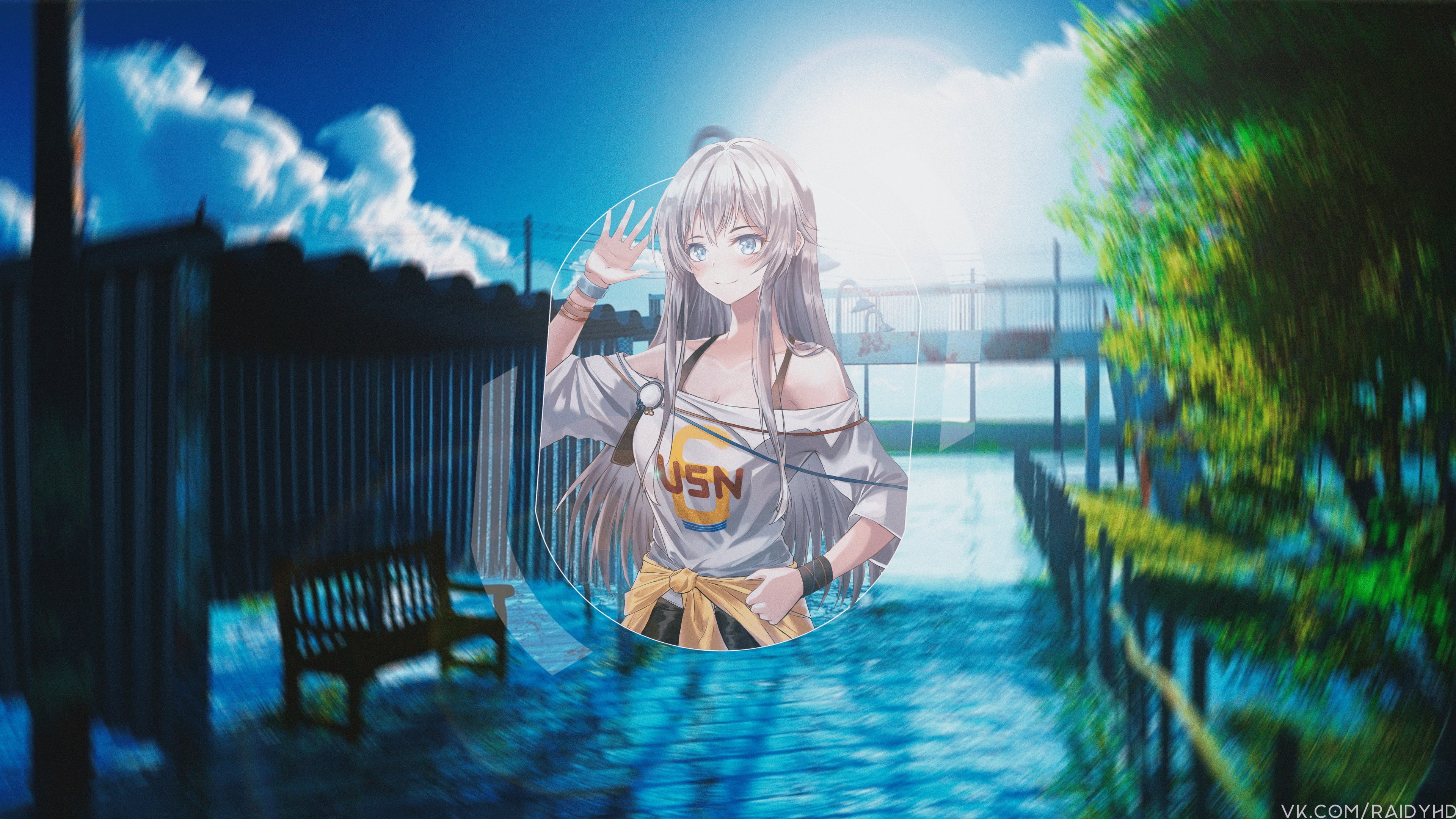summer, Enterprise (Azur Lane), anime, anime girls, Azur Lane, 4K, picture-in-picture, HD Wallpaper