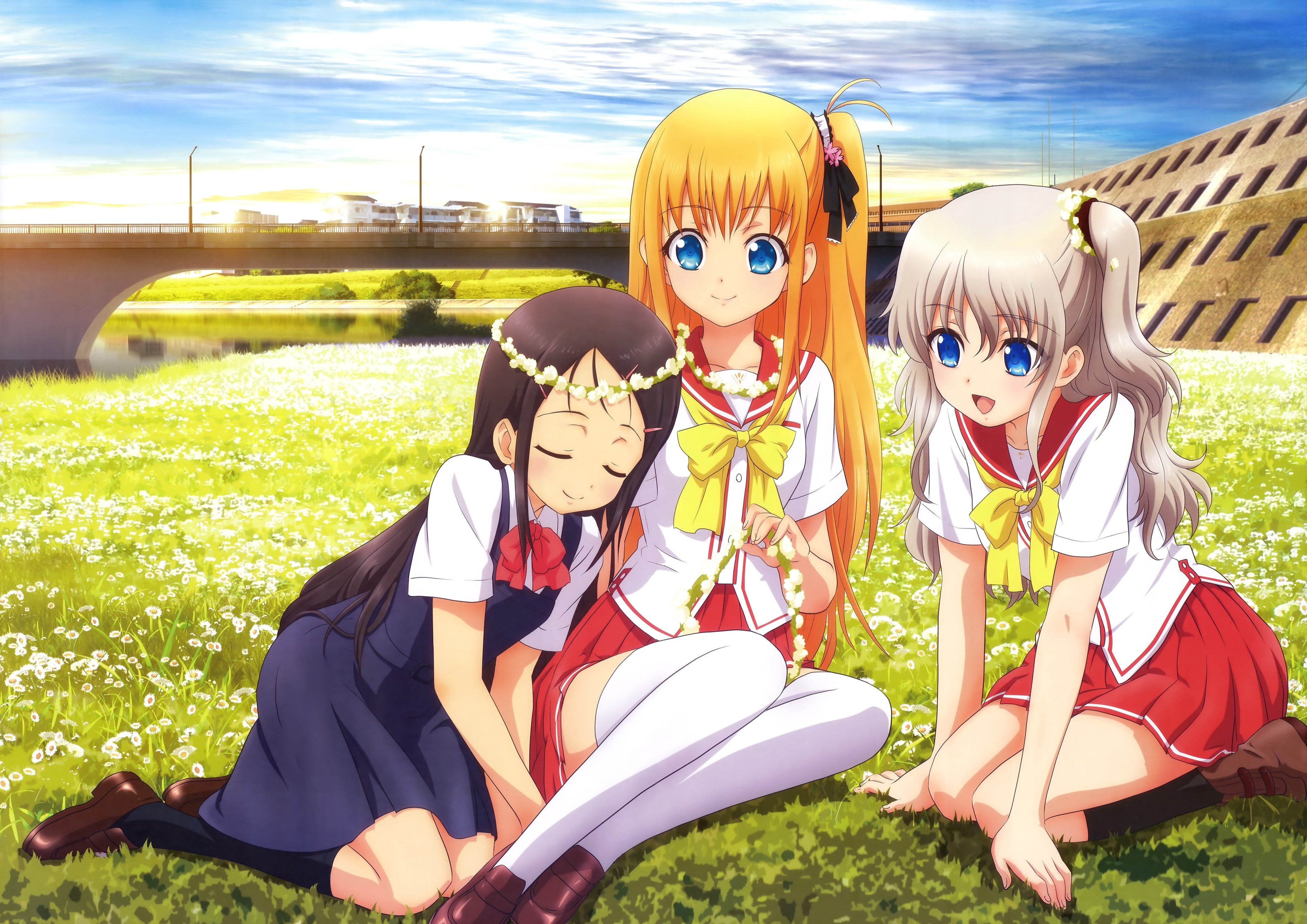 school, anime, nishimori, otosaka ayumi, school uniform, 4200x2970, yusa, anime girls, uniform, nishimori yusa, tomori, girls, otosaka, tomori nao, ayumi, HD Wallpaper
