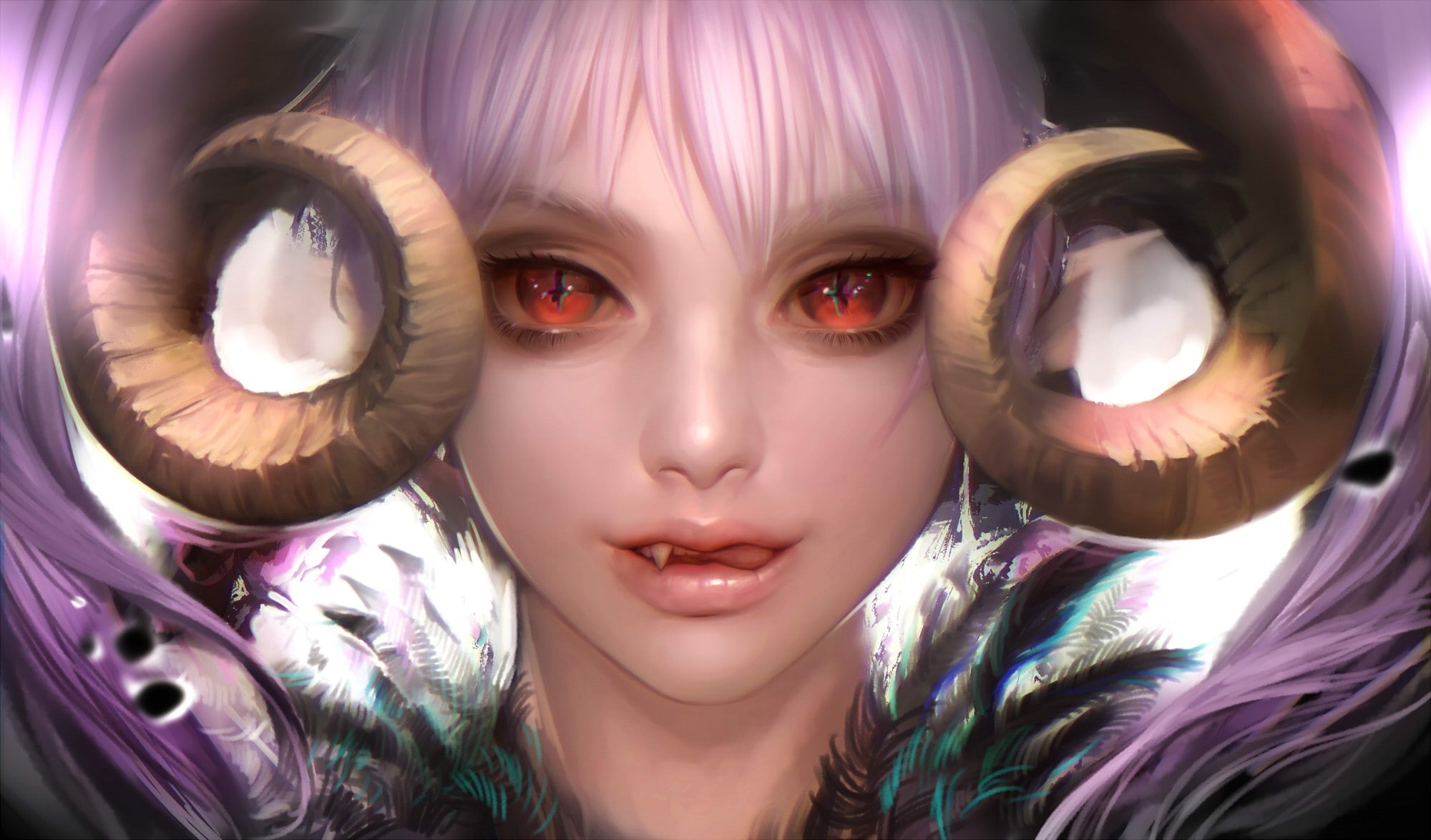 1080P, demon horns, fantasy art, demon, HD Wallpaper