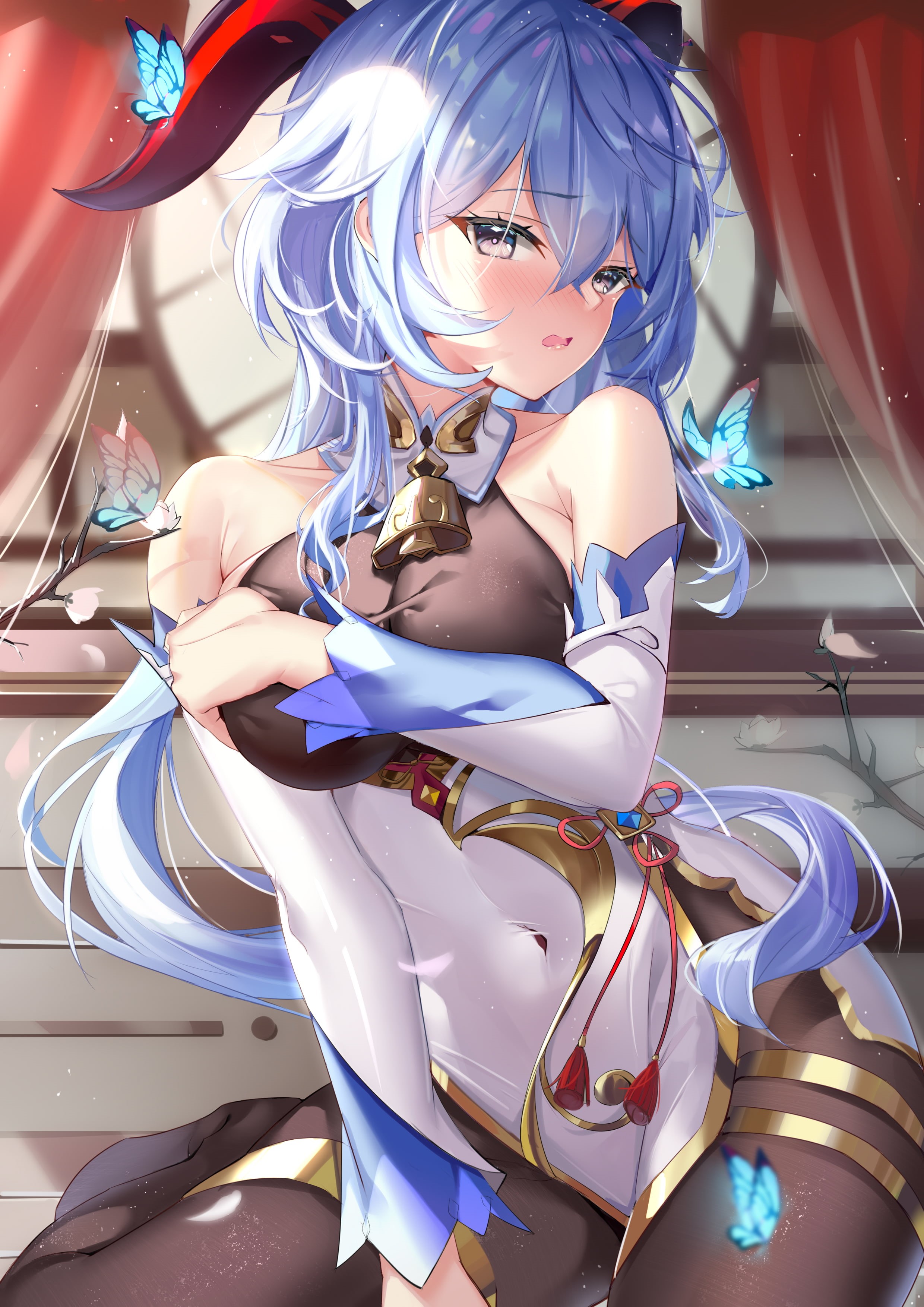 Genshin Impact, bodystockings, Ganyu (Genshin Impact), 2K, anime girls, Phone HD Wallpaper