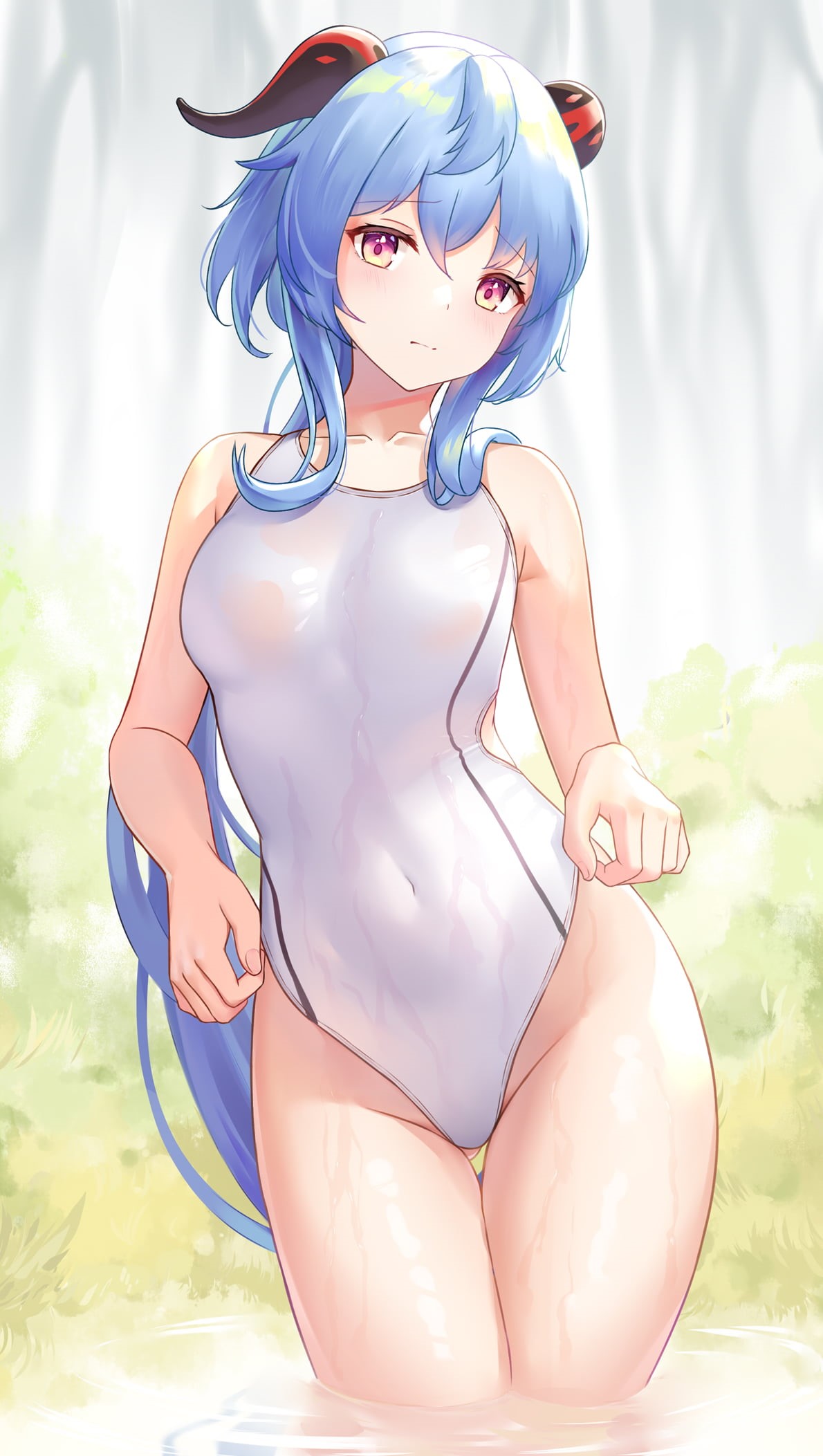 school swimsuits, Ganyu (Genshin Impact), 1080P, Ai luo C, Phone HD Wallpaper