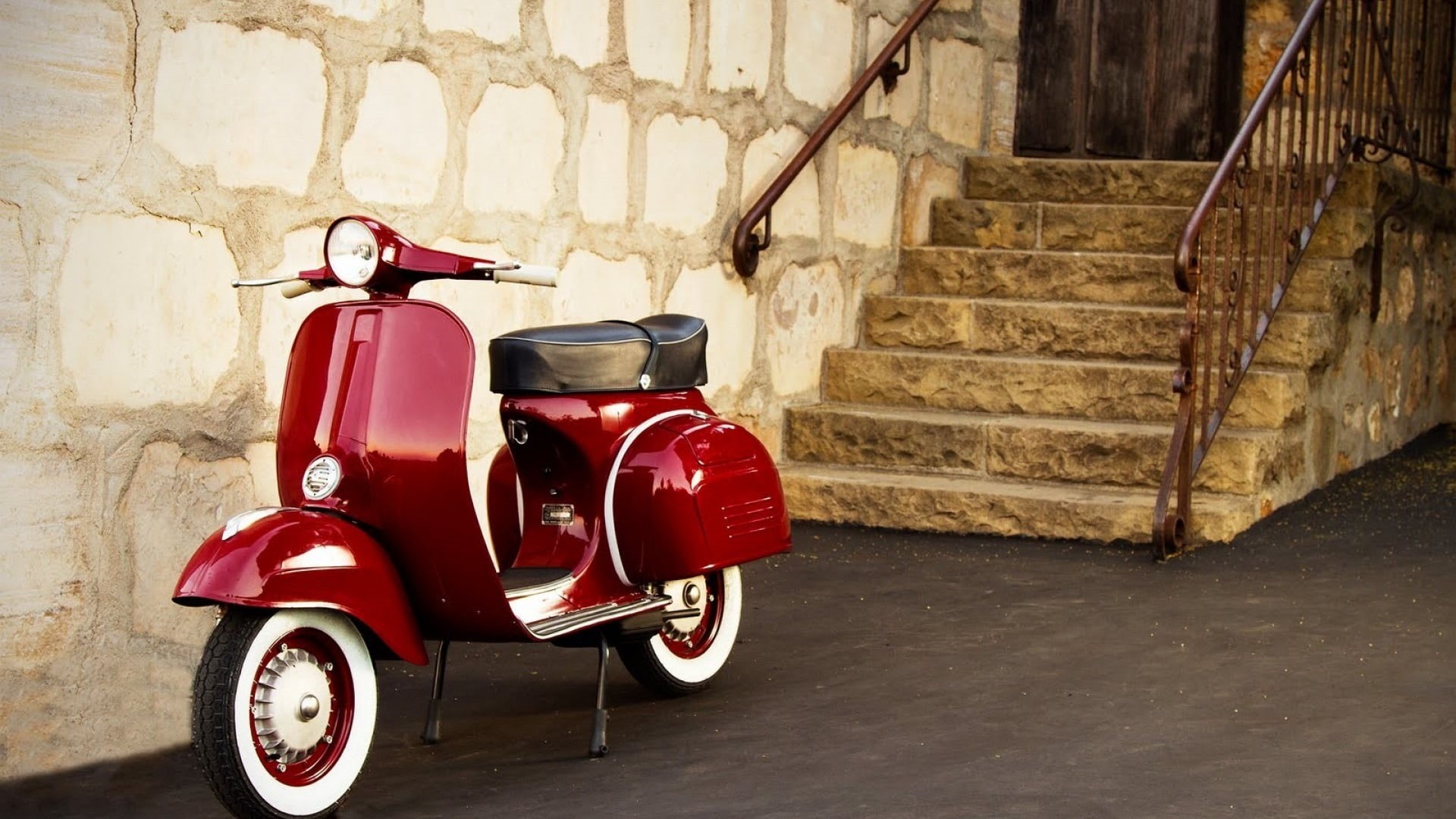 wall - building feature, outdoors, old, street, architecture, staircase, scooter, automatic, stationary, high, building exterior, transportation, HD Wallpaper