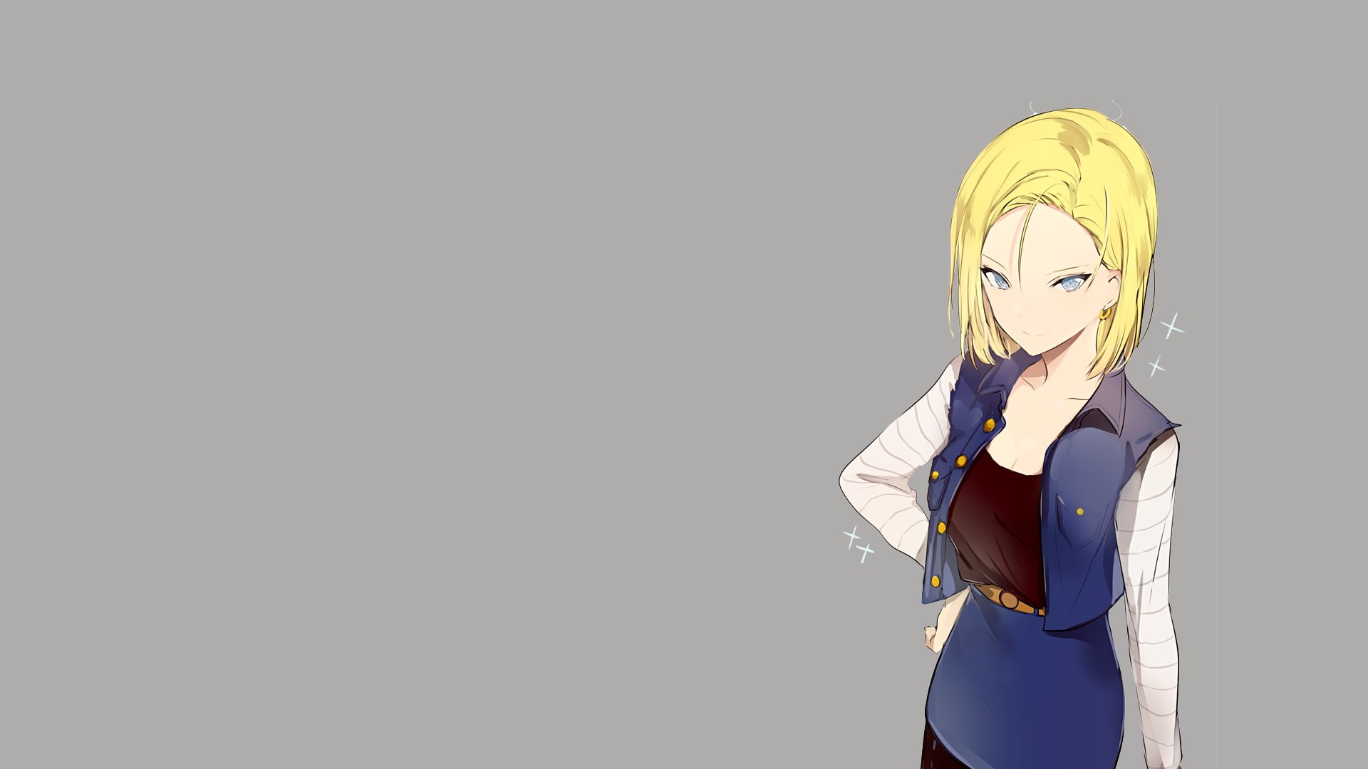 Android 18, Dragon Ball, anime girls, simple background, Dragon Ball Z, 1080P, HD Wallpaper