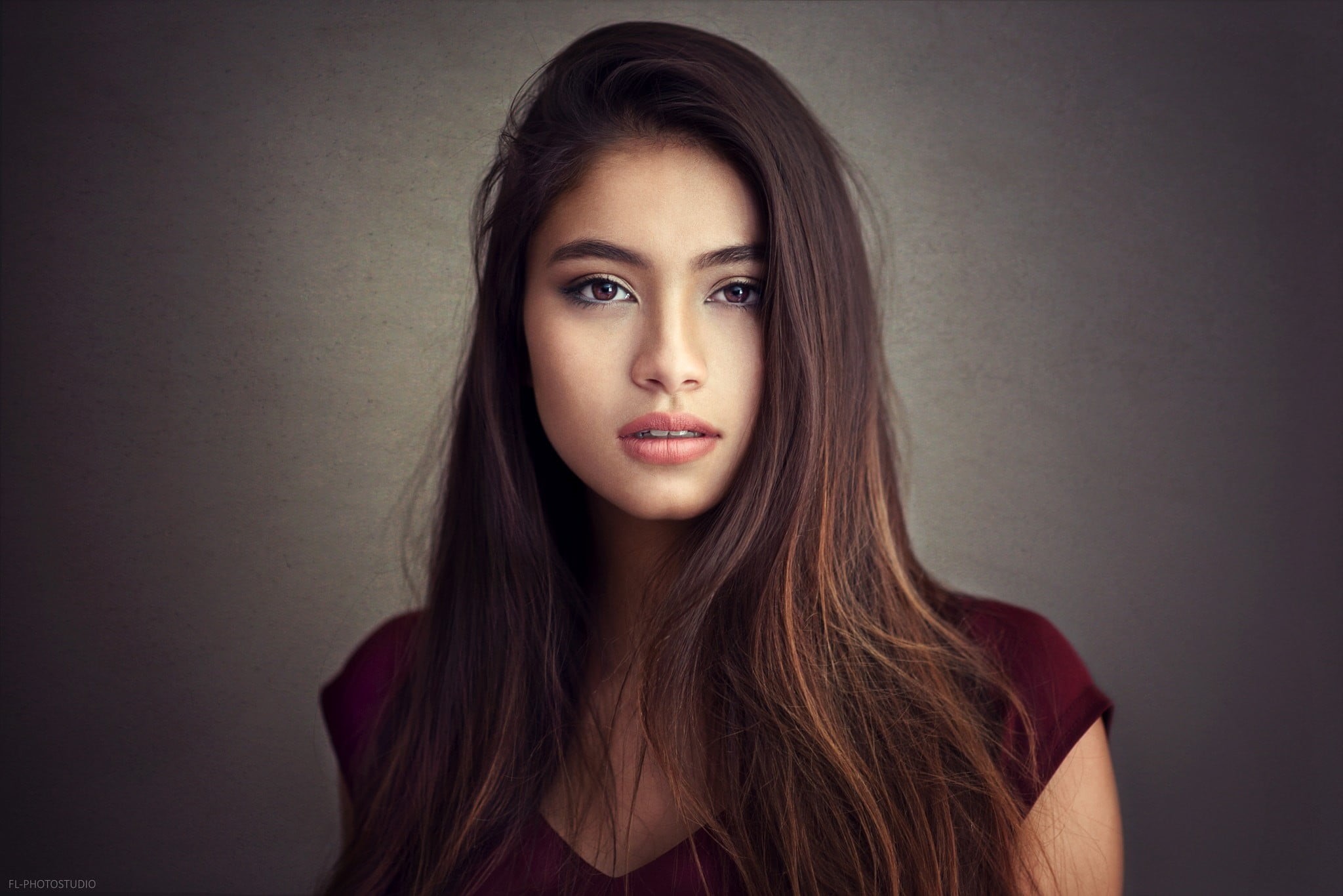 human face, beautiful woman, portrait, close-up, face, long hair, young women, one person, indoors, beautiful people, front view, hairstyle, 1080P, hair, HD Wallpaper