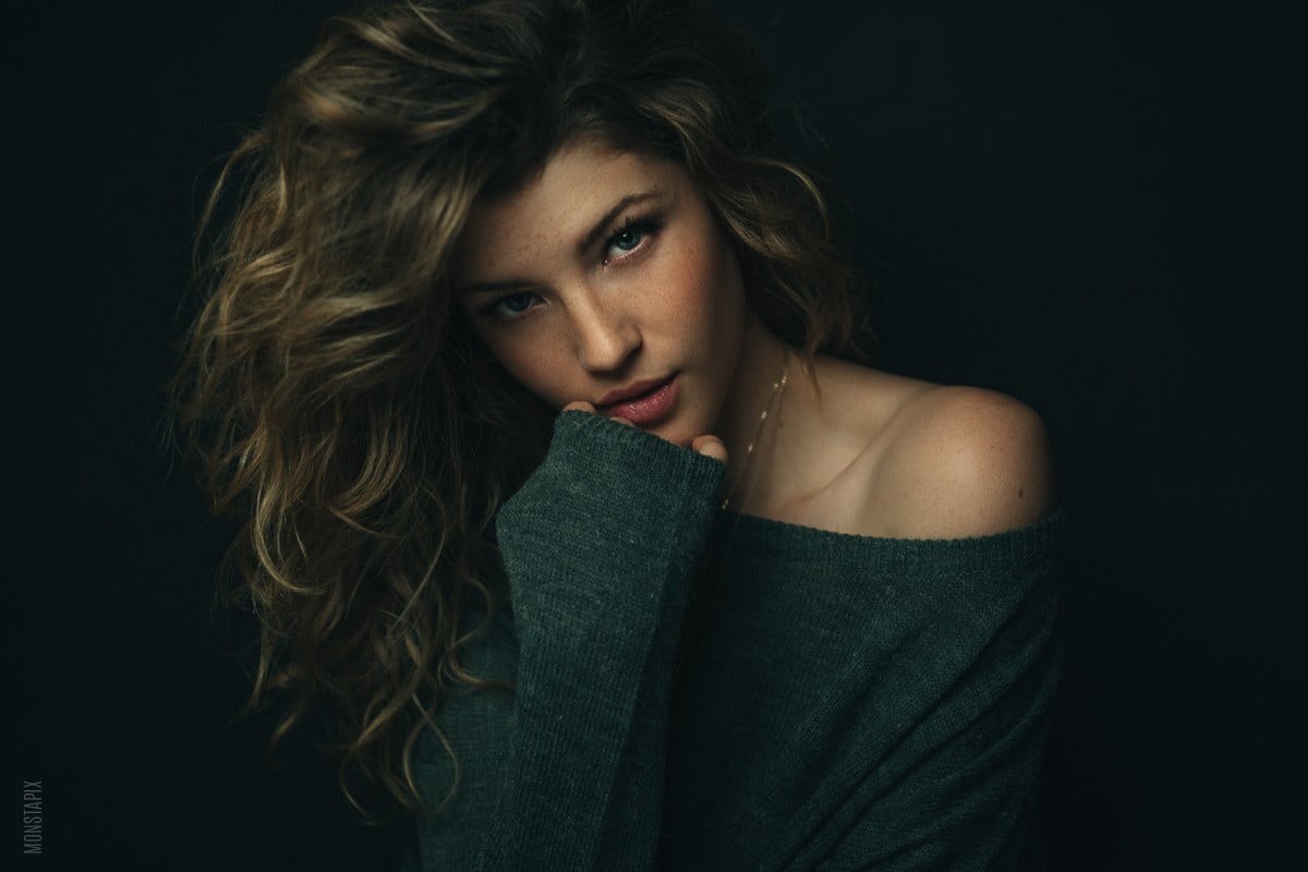480P, emotion, beautiful woman, hair, black background, one person, studio shot, looking, adult, beauty, sadness, dark, depression - sadness, long hair, HD Wallpaper