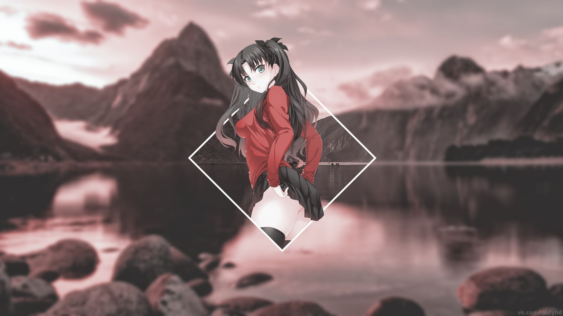 1080P, picture-in-picture, anime, people, Tohsaka Rin, HD Wallpaper