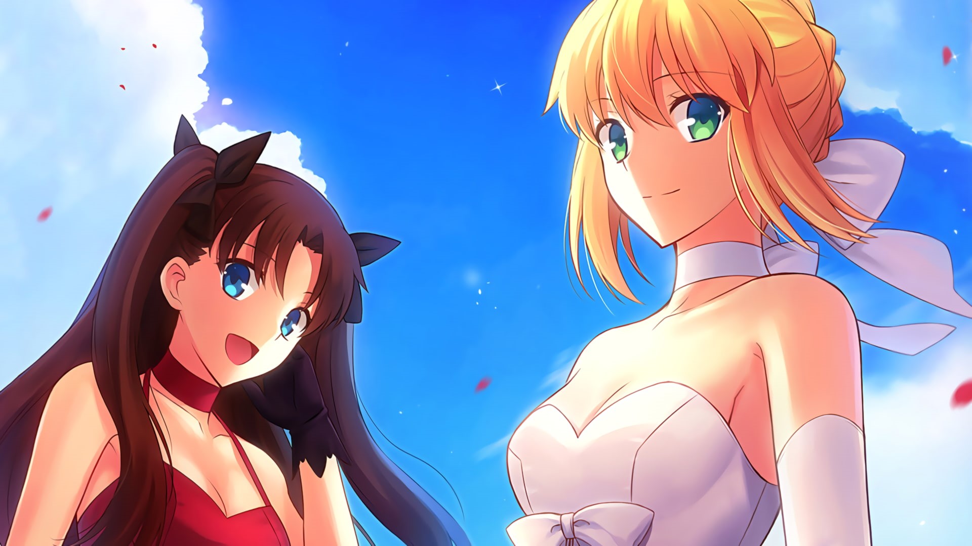 Fate Series, 1080P, Tohsaka Rin, Saber, HD Wallpaper